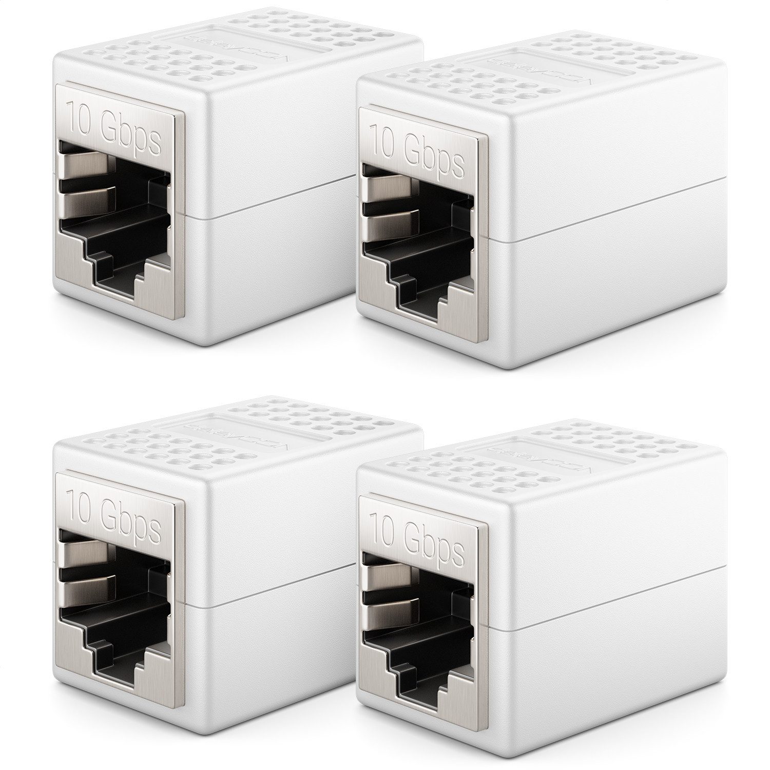 deleyCON 4x CAT 6a LAN Kabel Verlängerung RJ45 Patchkabel Kupplung Verbinder Netzwerk-Adapter
