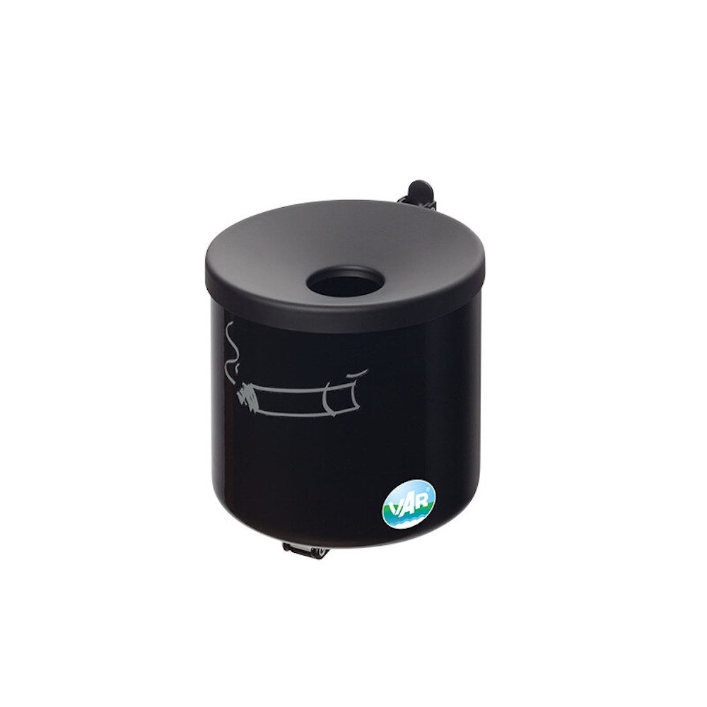 PROREGAL® Aschenbecher Robuster Ascher zur Wandmontage 2,4L 16x15,5x15,5cm Stahl Schwarz