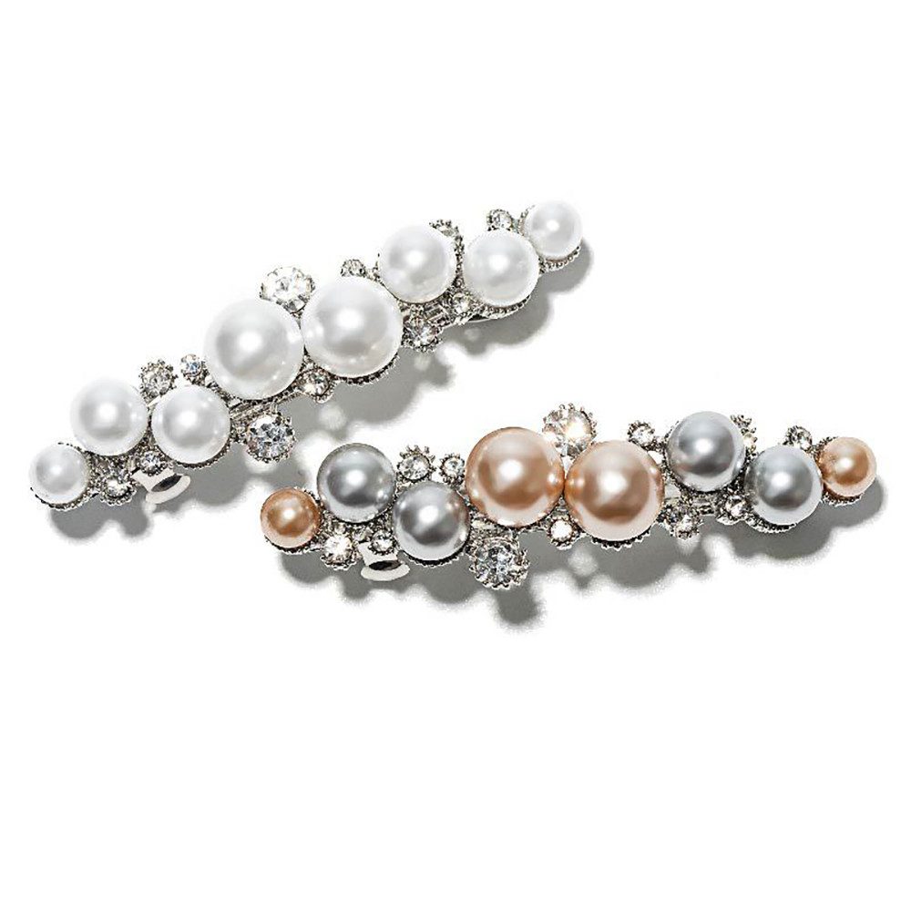 The Beauty House Haarspange Haarklammer Haarkamm Haarschmuck mit Zirkonia und Perlen, auch für Hochzeit, Party und besondere Anlässe