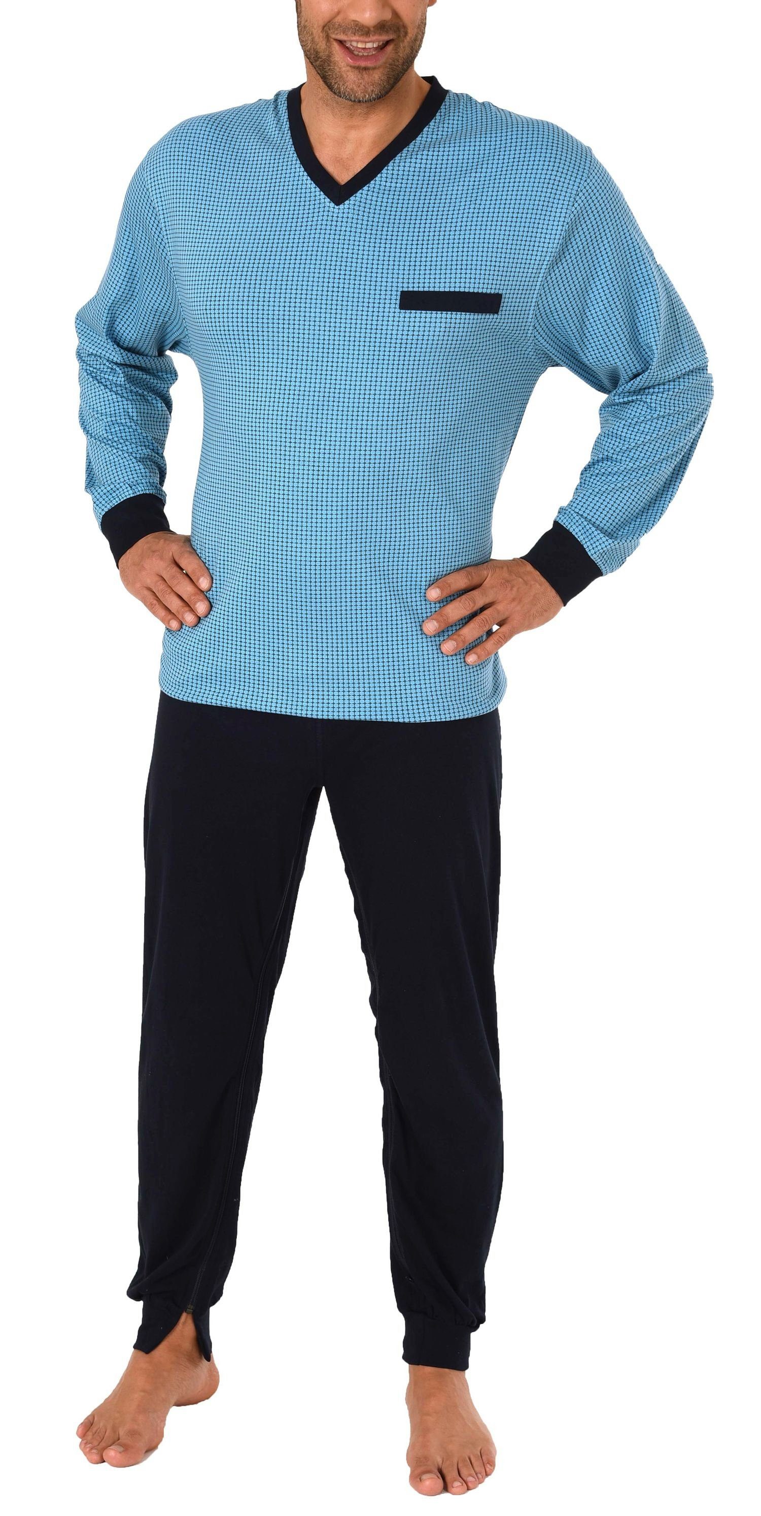 Normann Care Pyjama Herren Pflegeoverall langarm mit Reissverschluss an Hos günstig online kaufen