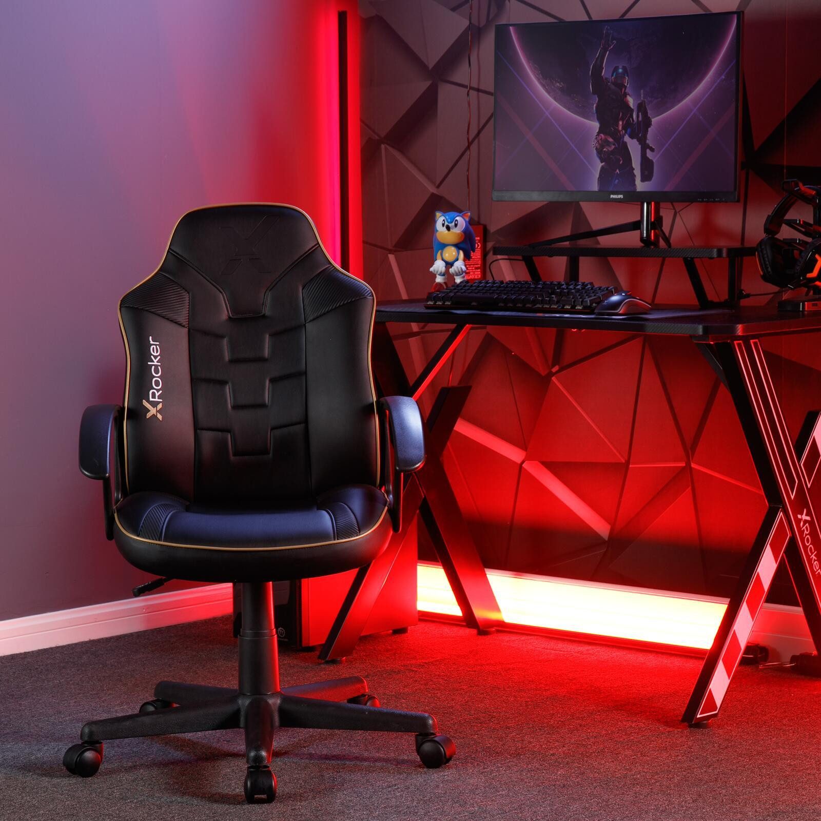 X Rocker Gaming-Stuhl Saturn Gaming-Bürostuhl - schwarz/gold