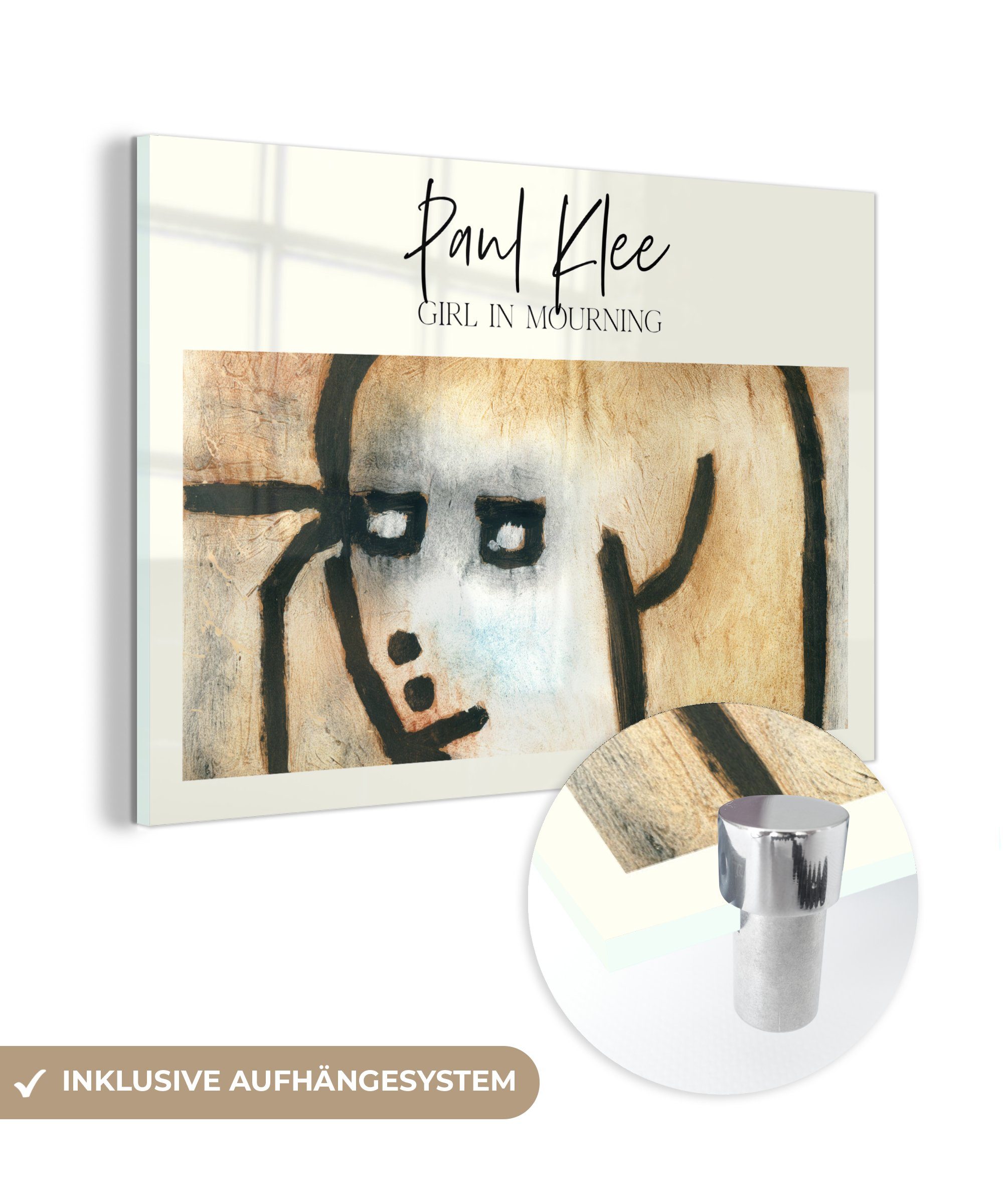 MuchoWow Acrylglasbild Paul Klee - Trauerndes Mädchen - Gemälde, (1 St), Acrylglasbilder Wohnzimmer & Schlafzimmer
