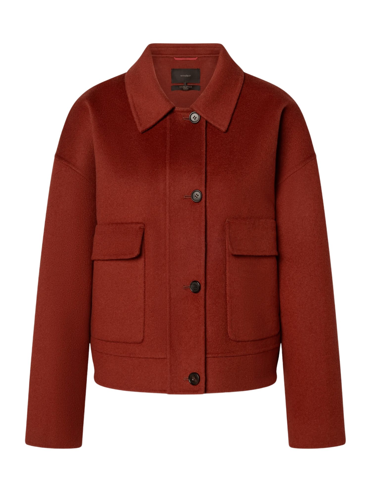 Windsor Wolljacke rot,Casual,Wolle,Unifarben,Umlegekragen,Langarm,Regular Fit