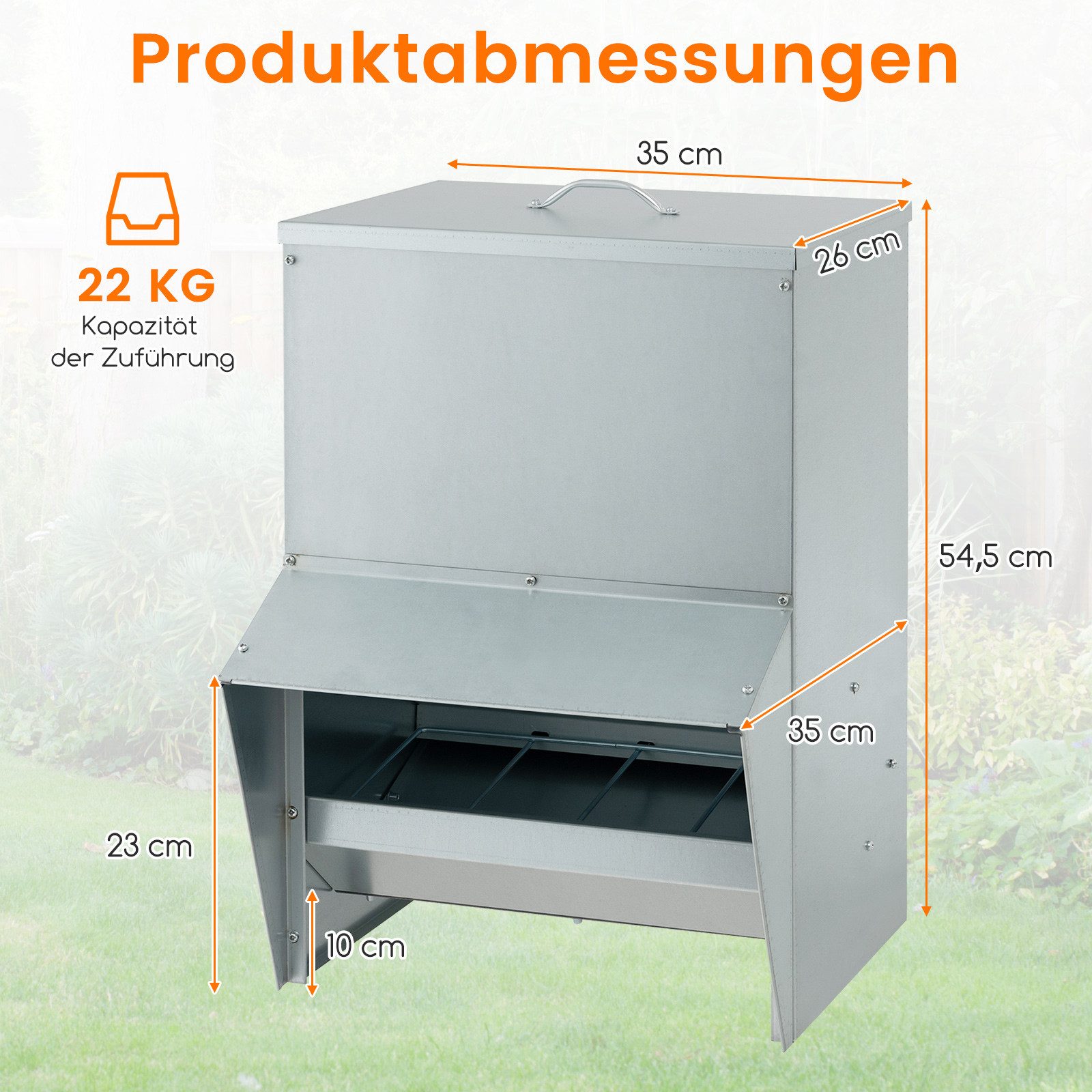 COSTWAY Futterstation, automatischer Futterautomat, mit Deckel, hängend