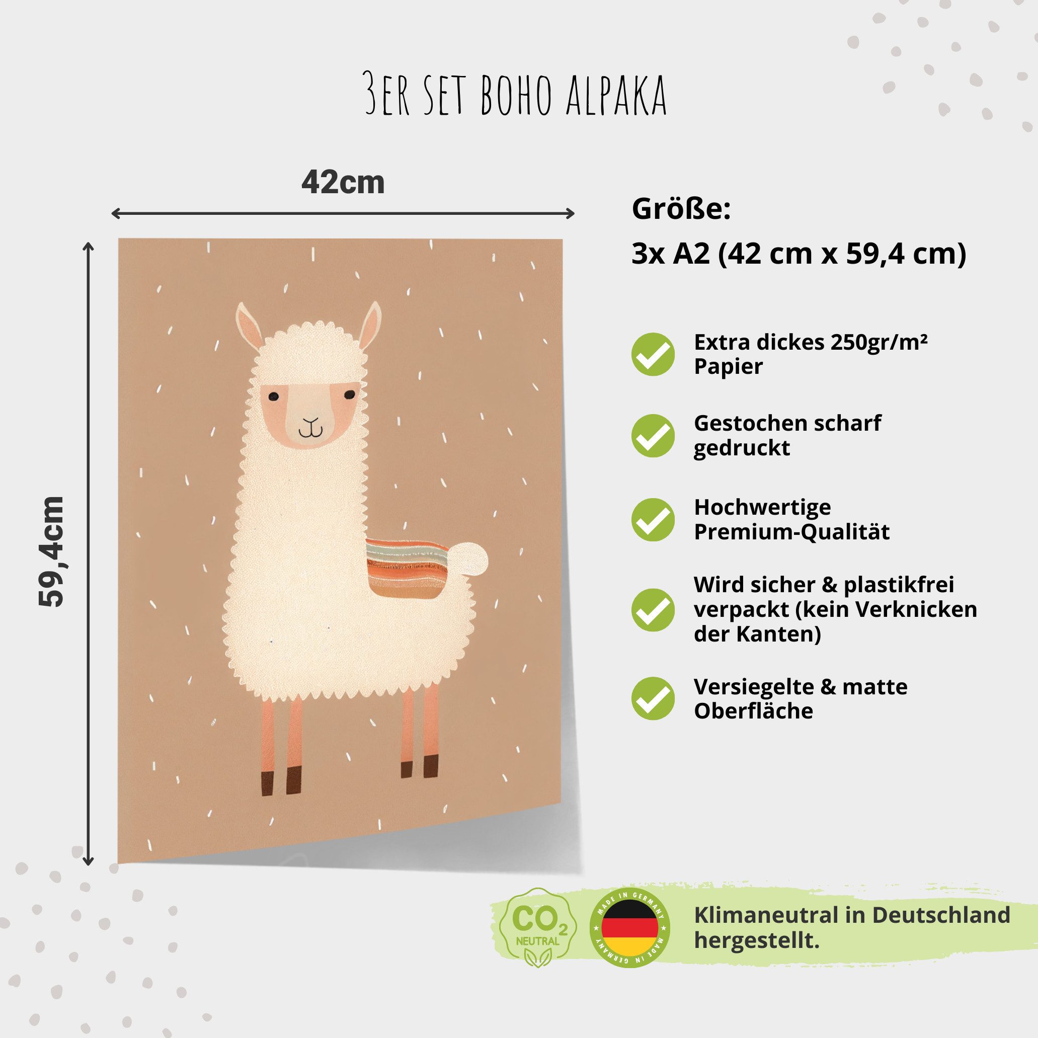 MeinBaby123® Poster Bilder Kinderzimmer, Poster Kinderzimmer Deko, Süße Tiere, Babyzimmer, Tiere Wandbilder,  Boho,  Sprüche