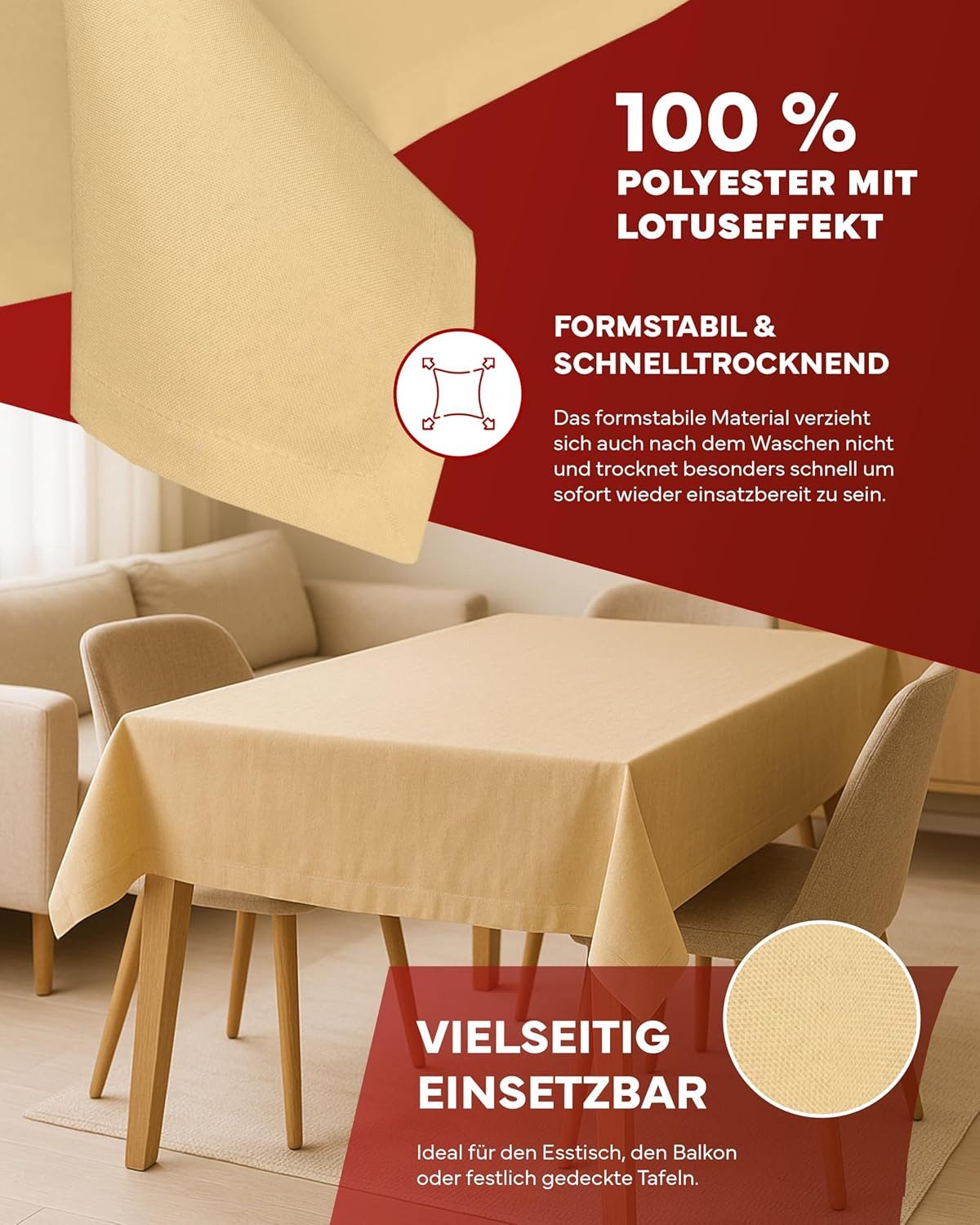texpot Tischdecke Lotuseffekt Leinenoptik Bügelfrei Fleckschutz wasserabweißend (1-tlg)