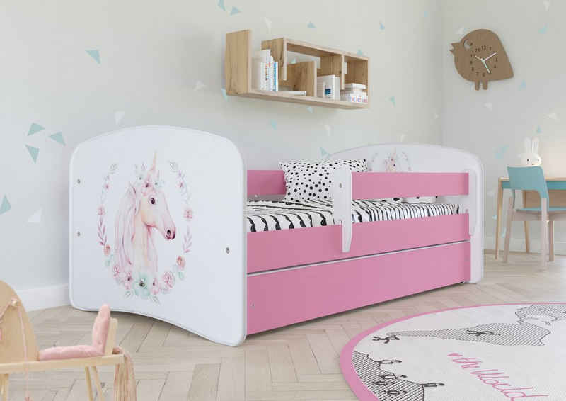 Bjird Kinderbett Babydream 180x80 cm 160x80 cm 140x70 cm (optional mit Matratze, mit Schublade Rausfallschutz und Lattenrost), verschieden Farben und Varianten für Mädchen und Jungen