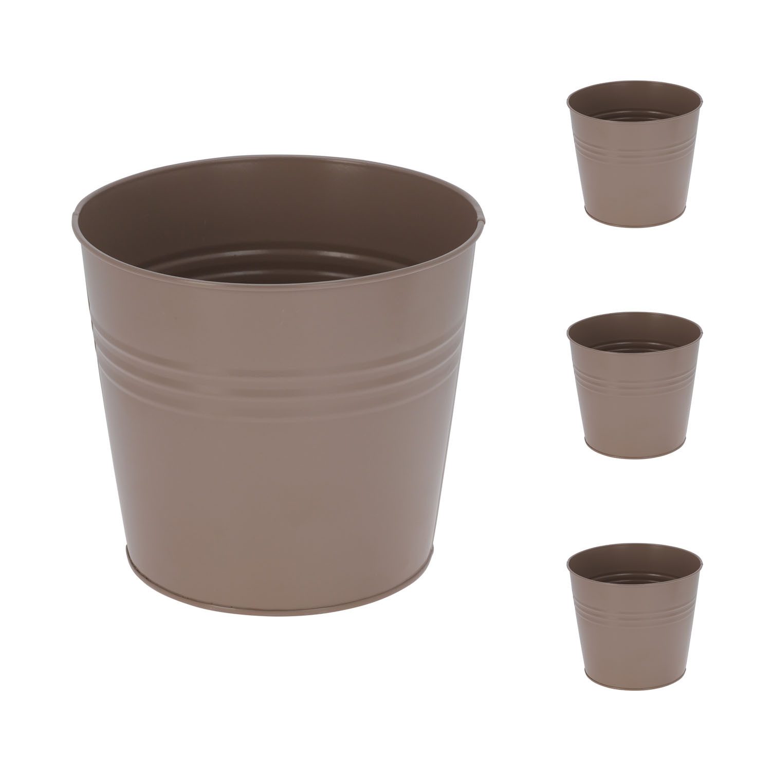 Mojawo Blumenkasten 4 Stk. Blumentopf Pflanzgefäß Balkontopf Pflanztopf verzinkt Ø17xH15cm