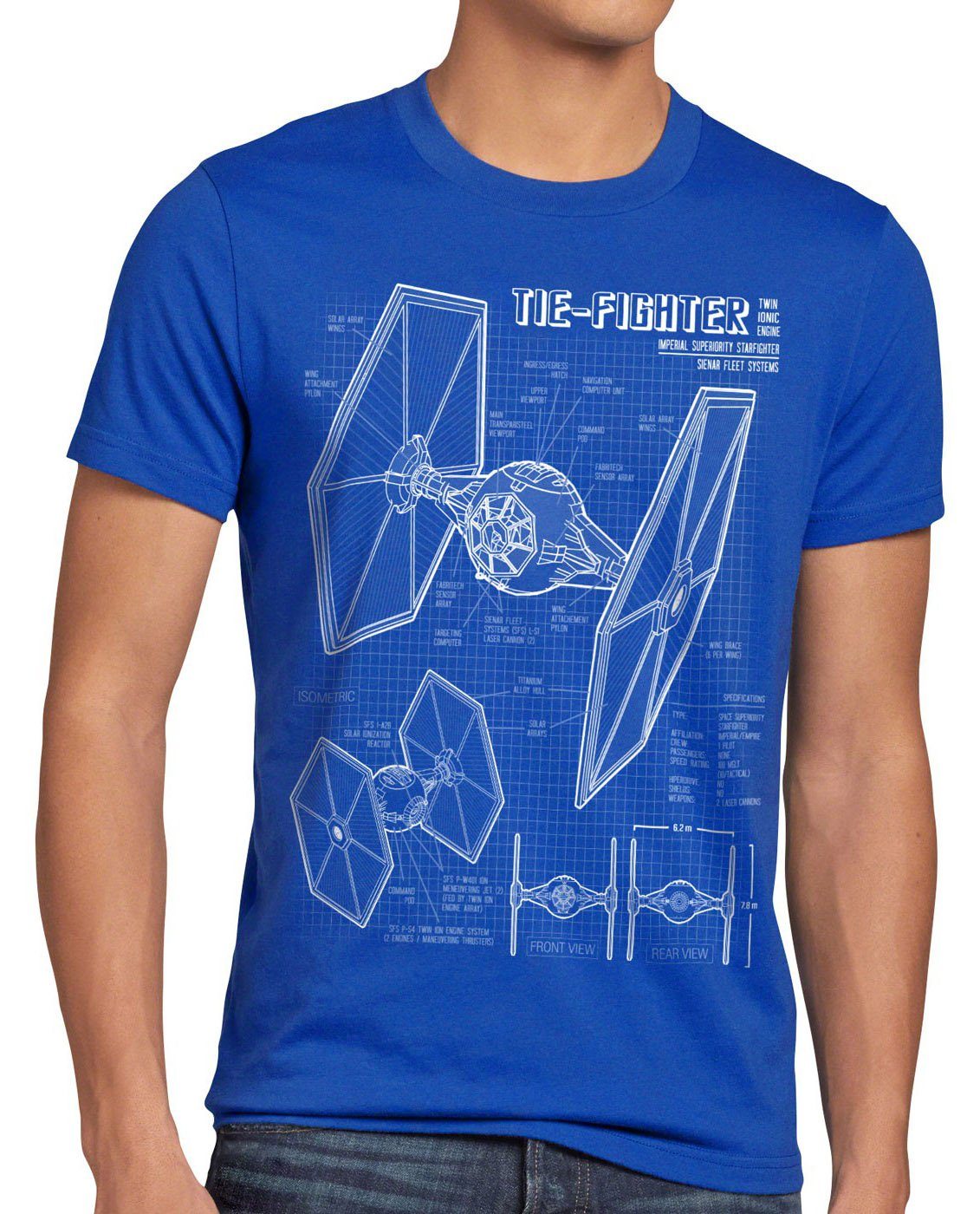 style3 Print-Shirt TIE fighter T-Shirt Herren Jäger blaupause