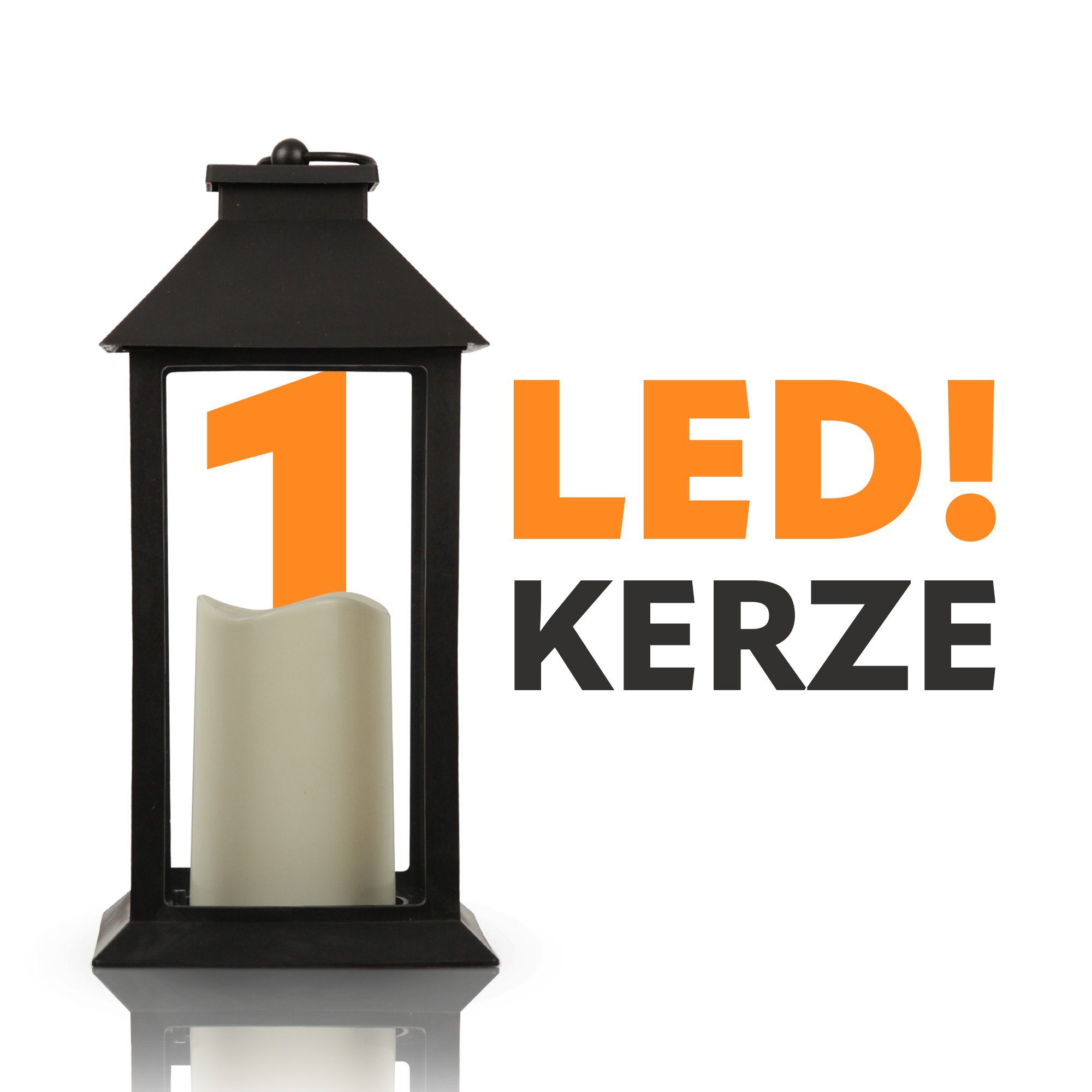 Bestlivings LED Laterne LED-Kerze, Laterne Batteriebetrieben fest warmweiß, 04172-L, (32cm) Windlicht LED flackernder integriert, mit