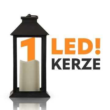 Bestlivings LED Laterne 04172-L, LED fest integriert, warmweiß, Laterne Windlicht (32cm) mit flackernder LED-Kerze, Batteriebetrieben