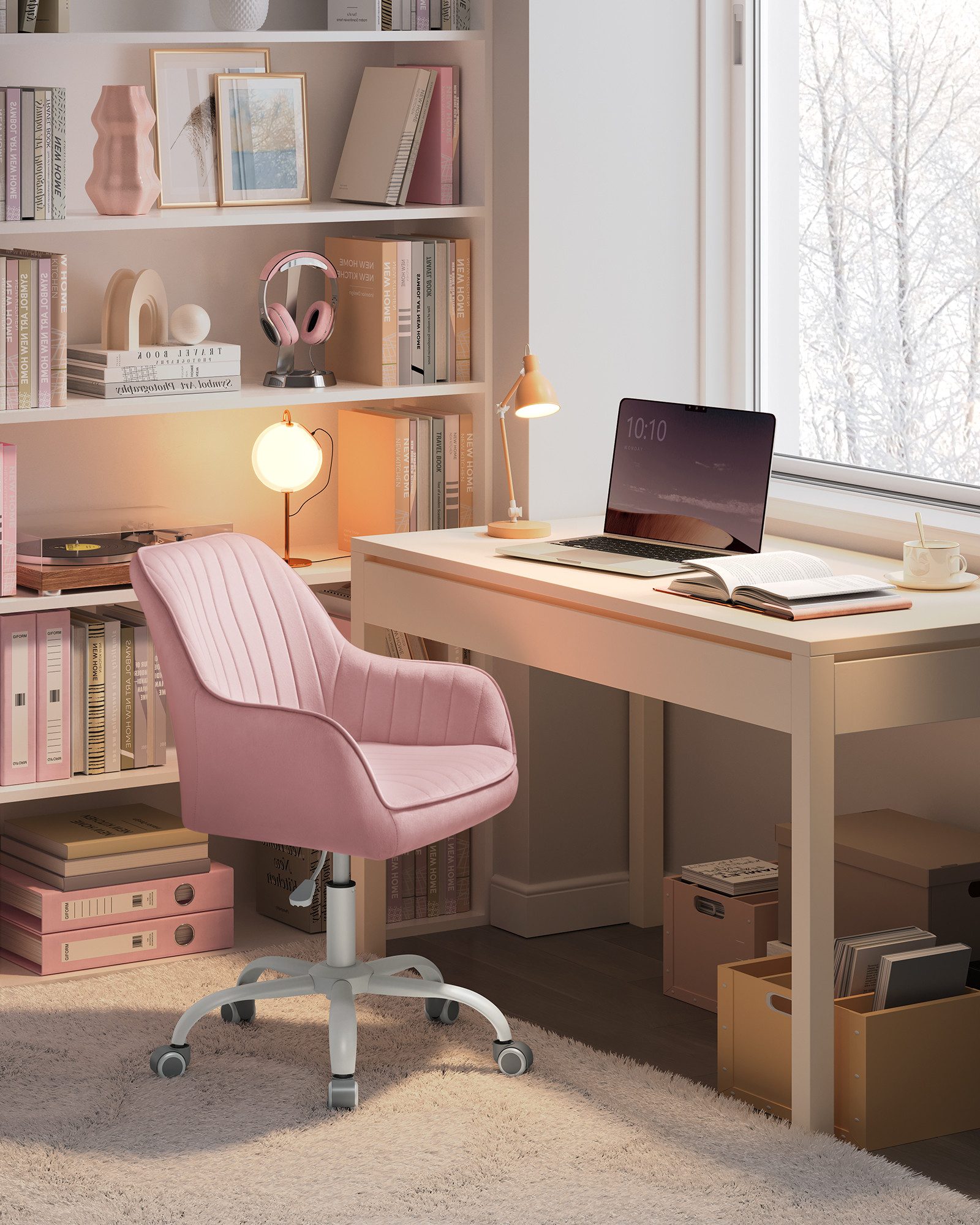 SONGMICS Bürostuhl, Schreibtischstuhl mit Samtbezug, höhenverstellbar, günstig online kaufen