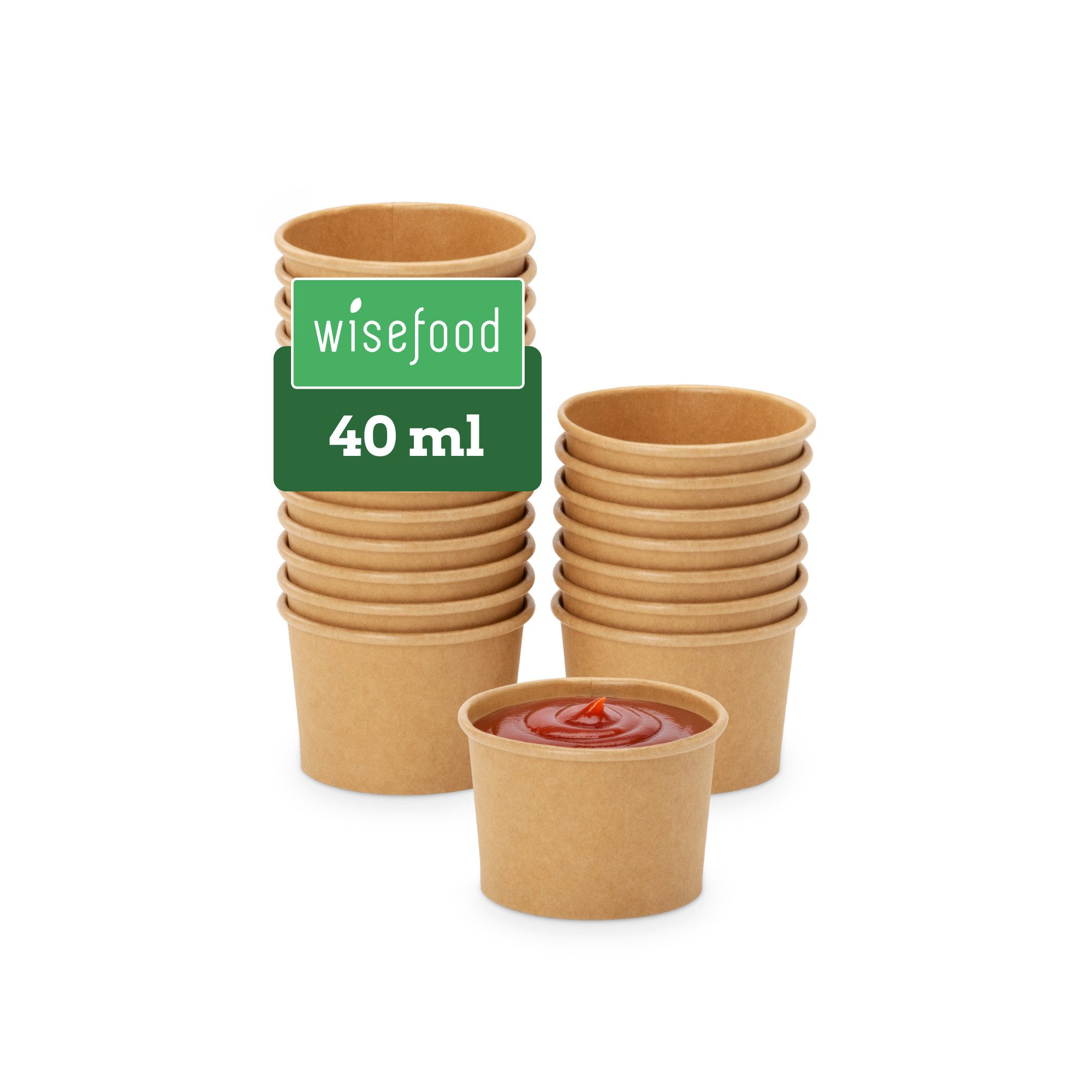 wisefood Einweggeschirr-Set 50-tlg., Bio-Dipschale, 40 ml, Papier, (50-tlg), Papier