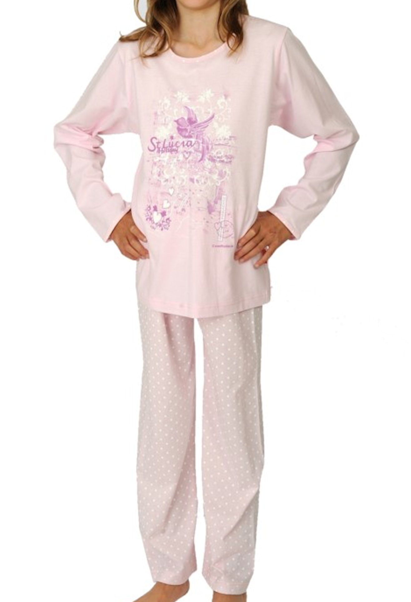 Wörner Pyjama St. rose Lucia tlg) lang Pyjama Schlafanzug (2 Mädchen