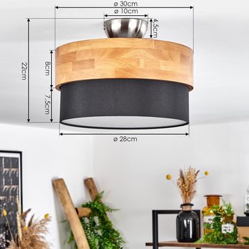 hofstein Deckenleuchte »Campitello« Deckenlampe, Metall/Holz/Stoff, Nickel-matt/Natur/Schwarz, ohne Leuchtmittel, Leuchte im skandinavischen Design, Ø28cm, 2xE14, Weiß