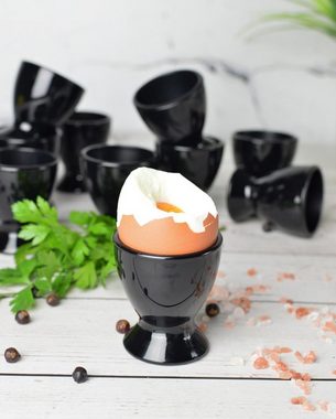 Sendez Eierbecher 6 schwarze Eierbecher aus Glas Eierständer Eierhalter Glaseierbecher