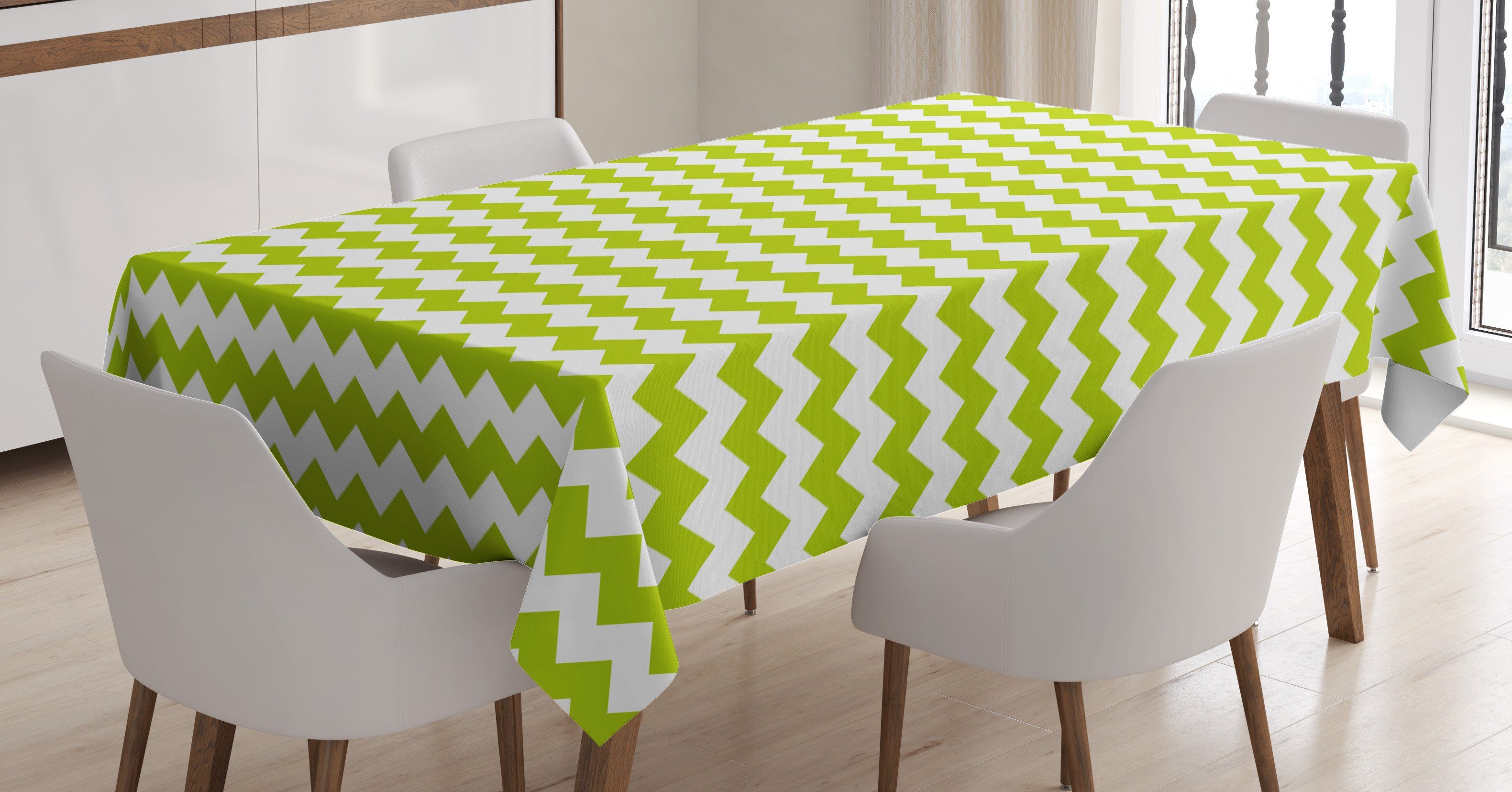 Abakuhaus Tischdecke Farbfest Waschbar Für den Außen Bereich geeignet Klare Farben, Winkel Zusammenfassung Zweifarbige Zigzags