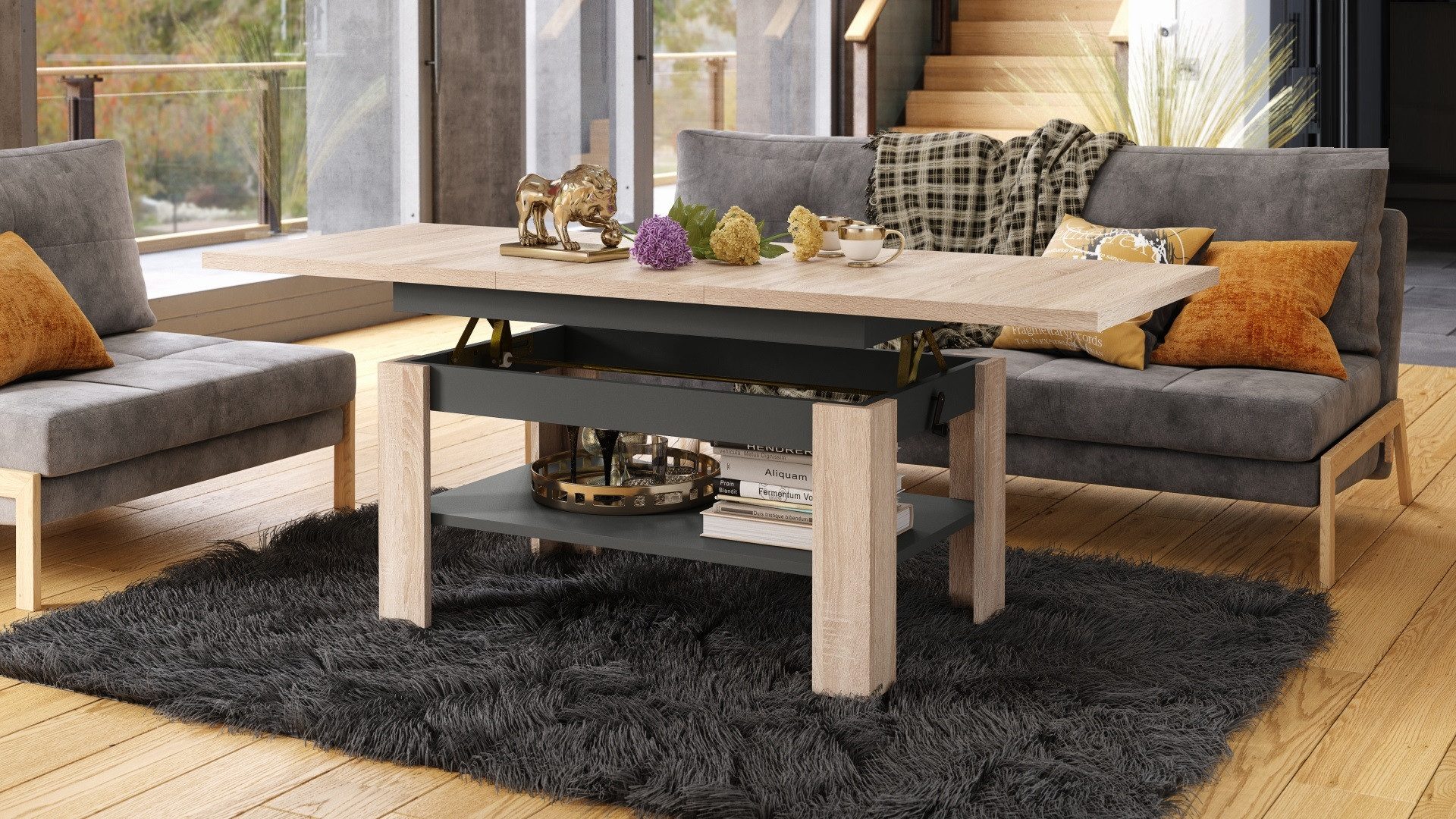 designimpex Couchtisch Design Rio stufenlos höhenverstellbar günstig online kaufen