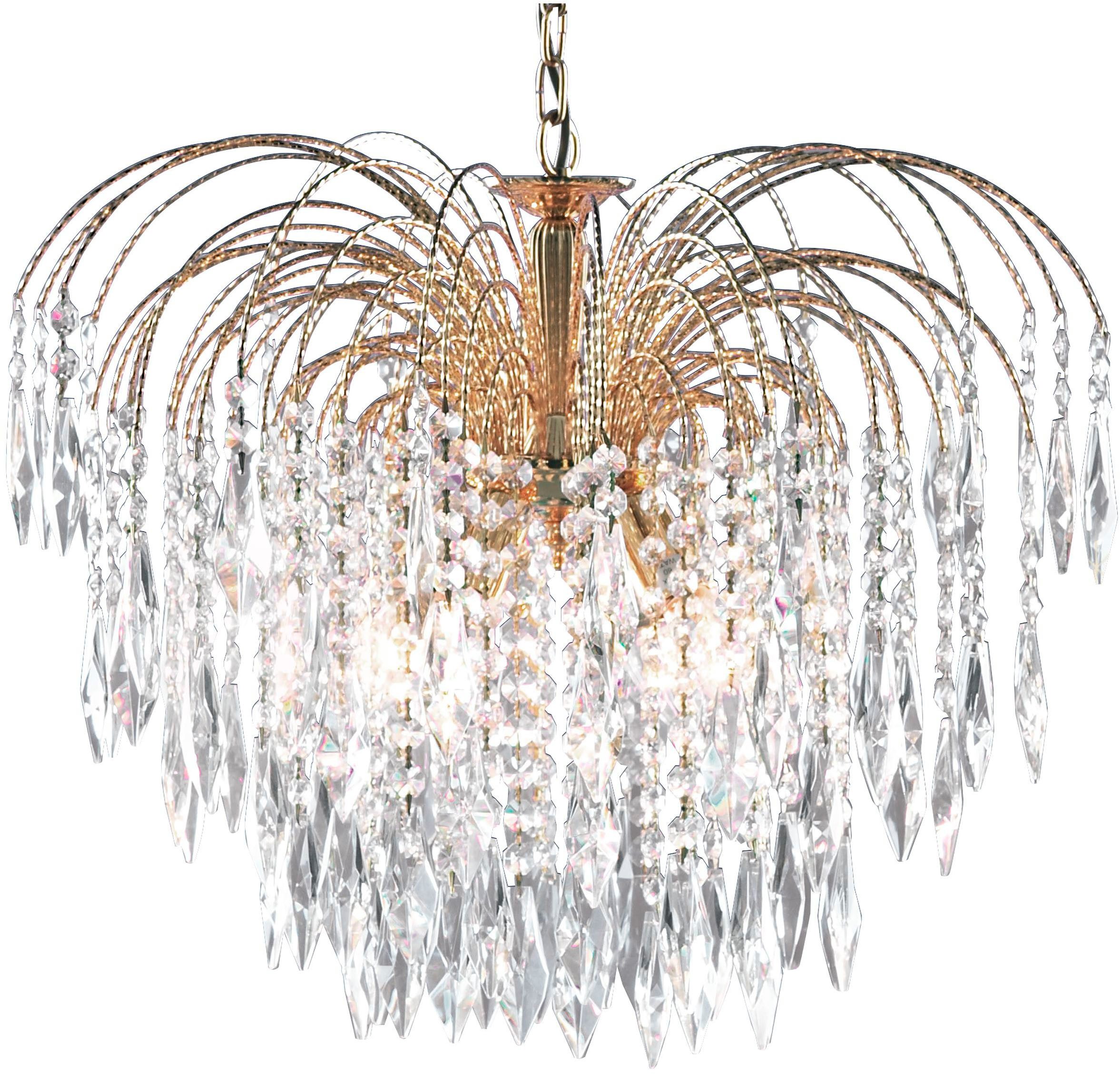 Searchlight Hängeleuchte Kristall-Leuchte Waterfall, 5-flammig, ohne Leuchtmittel, Glamourös