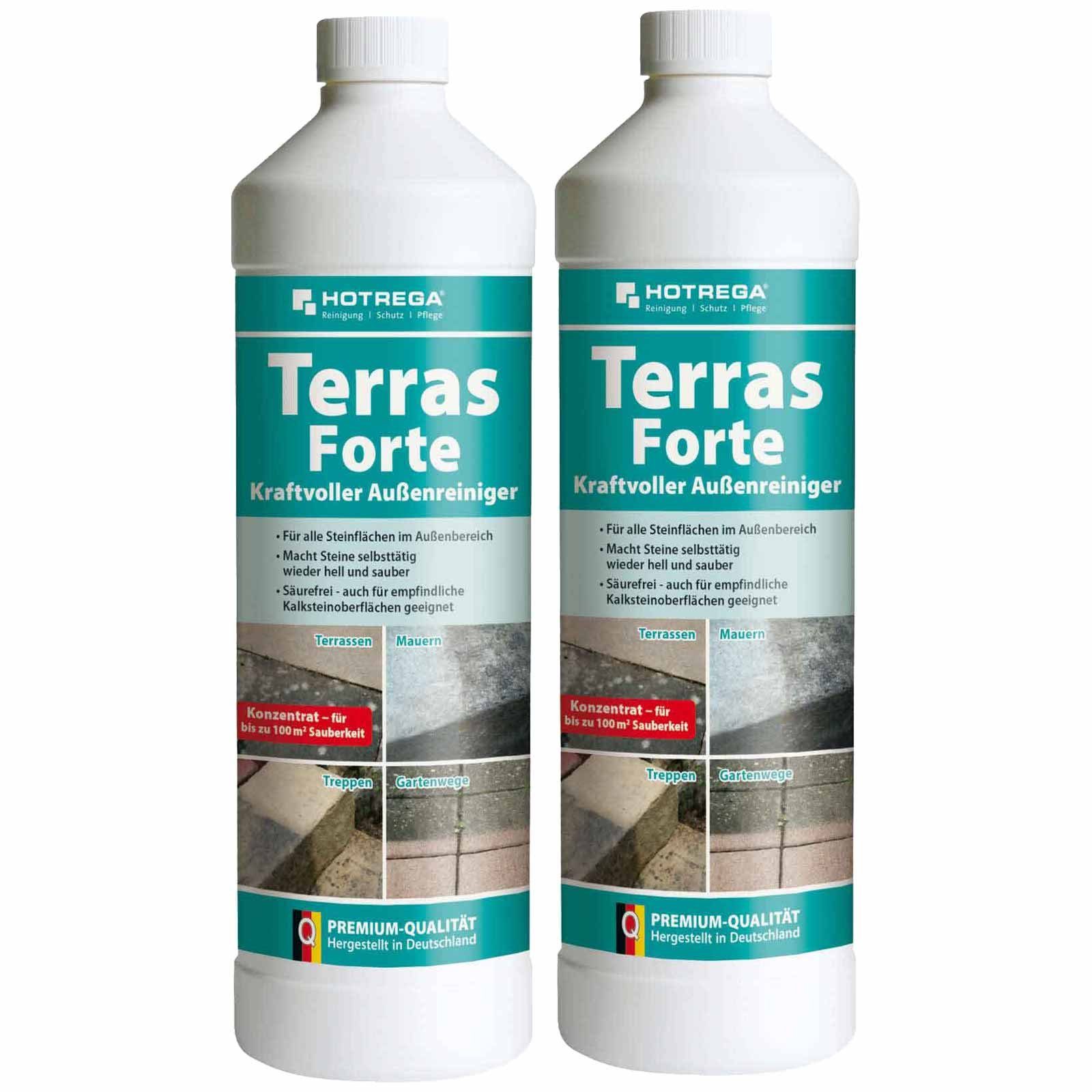 HOTREGA® Terras Forte Kraftvoller Außenreiniger Naturstein x 1L Konzentrat Naturstein-Reiniger