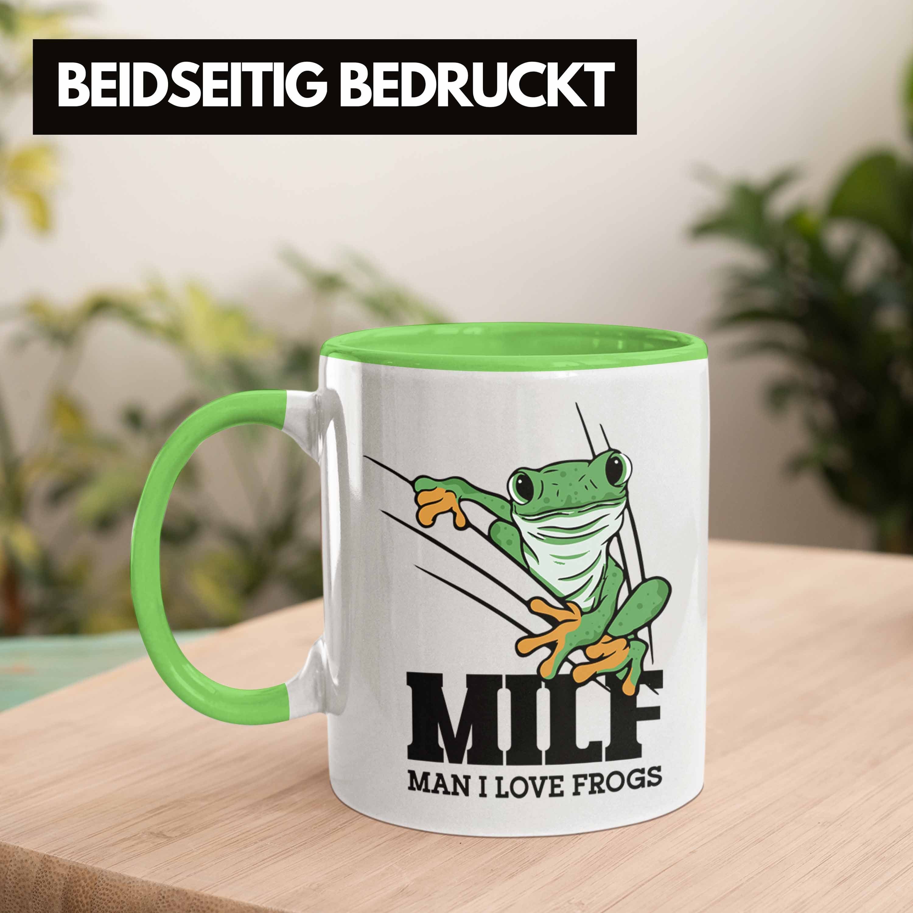 Trendation Tasse Lustige Frosch Man Tasse Grün für L I MILF Froschliebhaber Geschenk Lustig