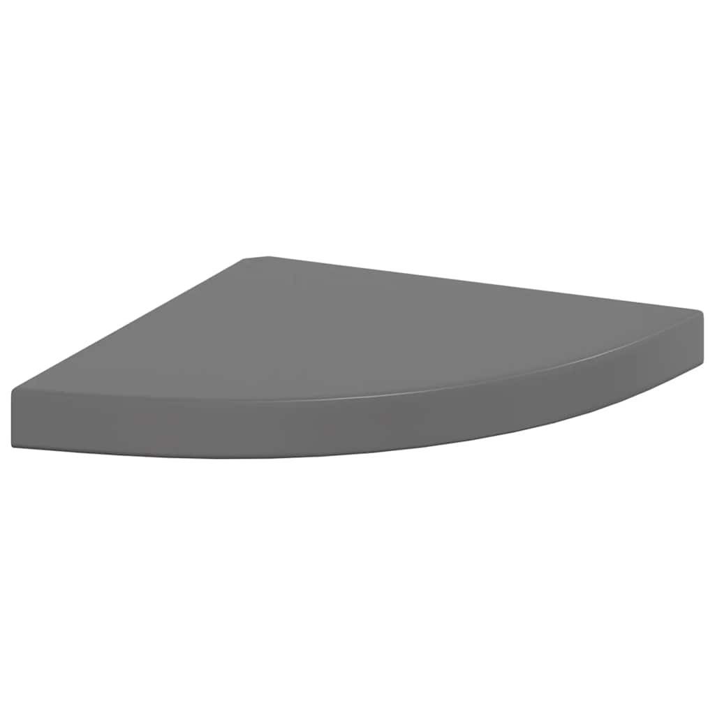 furnicato Wandregal Eck-35x35x3,8 cm Hochglanz-Grau aus Waben-MDF und Metall, 1-tlg.