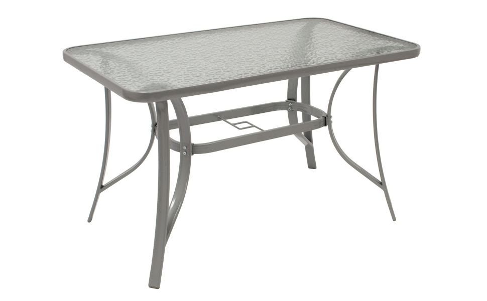 DEGAMO Gartentisch FLORENZ (1-St), 70x120cm, Gestell Metall silbergrau, Tischplatte Sicherheitsglas