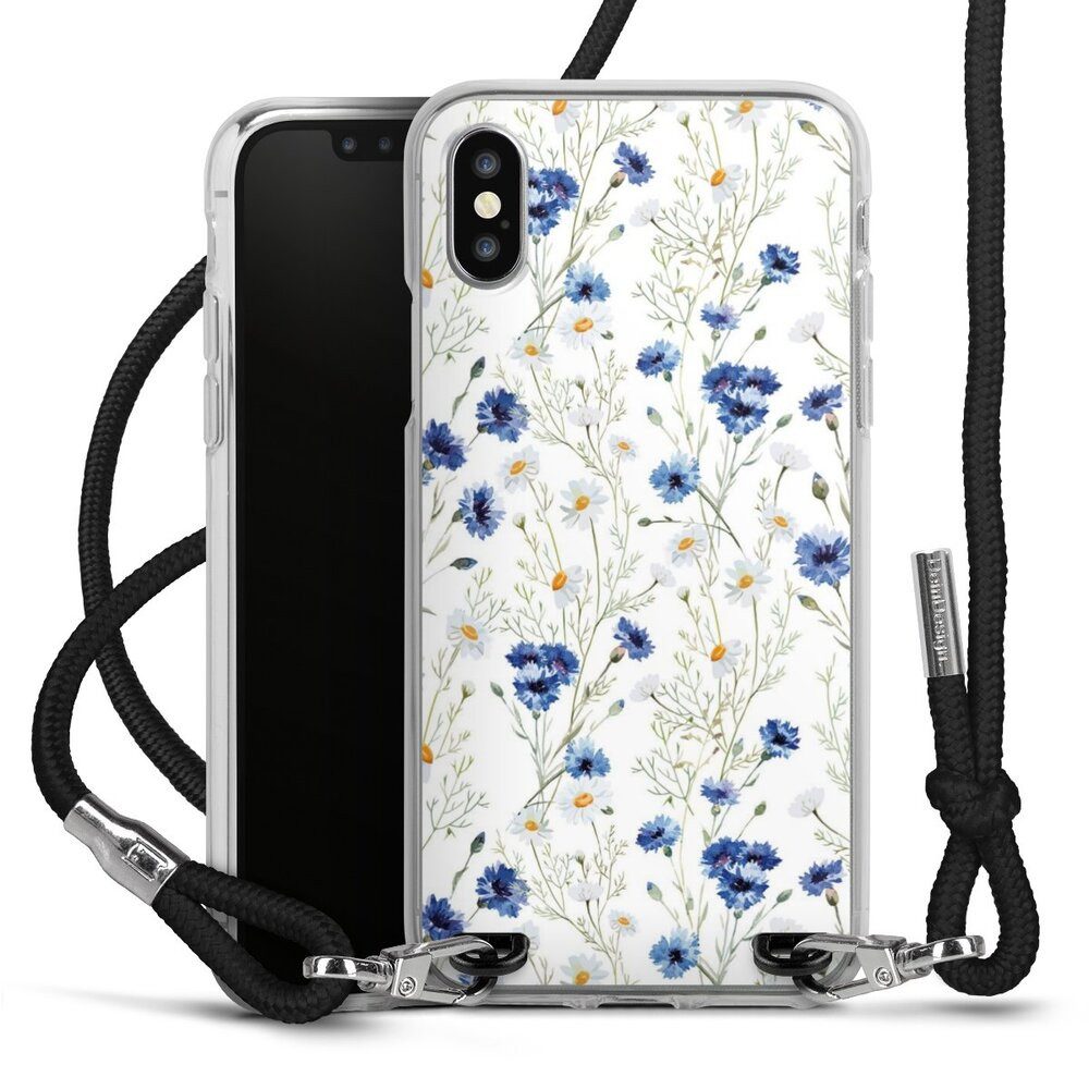 DeinDesign Handyhülle Muster Blume Blumen Flower Pattern 6, Apple iPhone X Handykette Hülle mit Band Case zum Umhängen