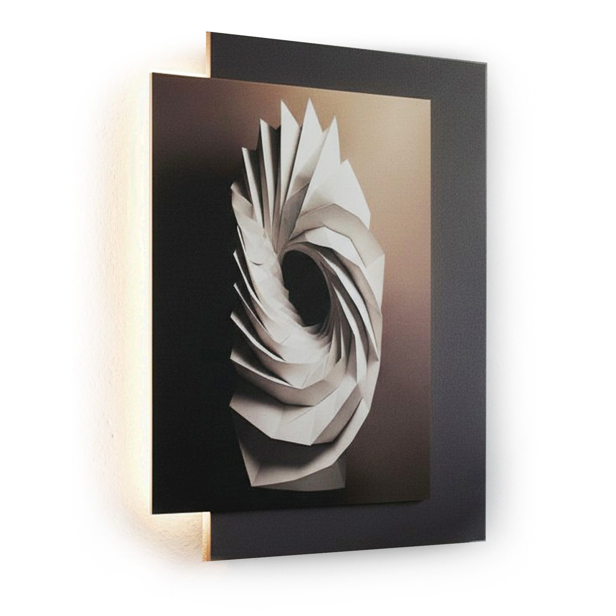 Arnusa Wandbild mit indirekter LED Beleuchtung Wanddekoration 60x80 cm, Muschel, Wandskulptur Wohnzimmerdeko LED warmweiß