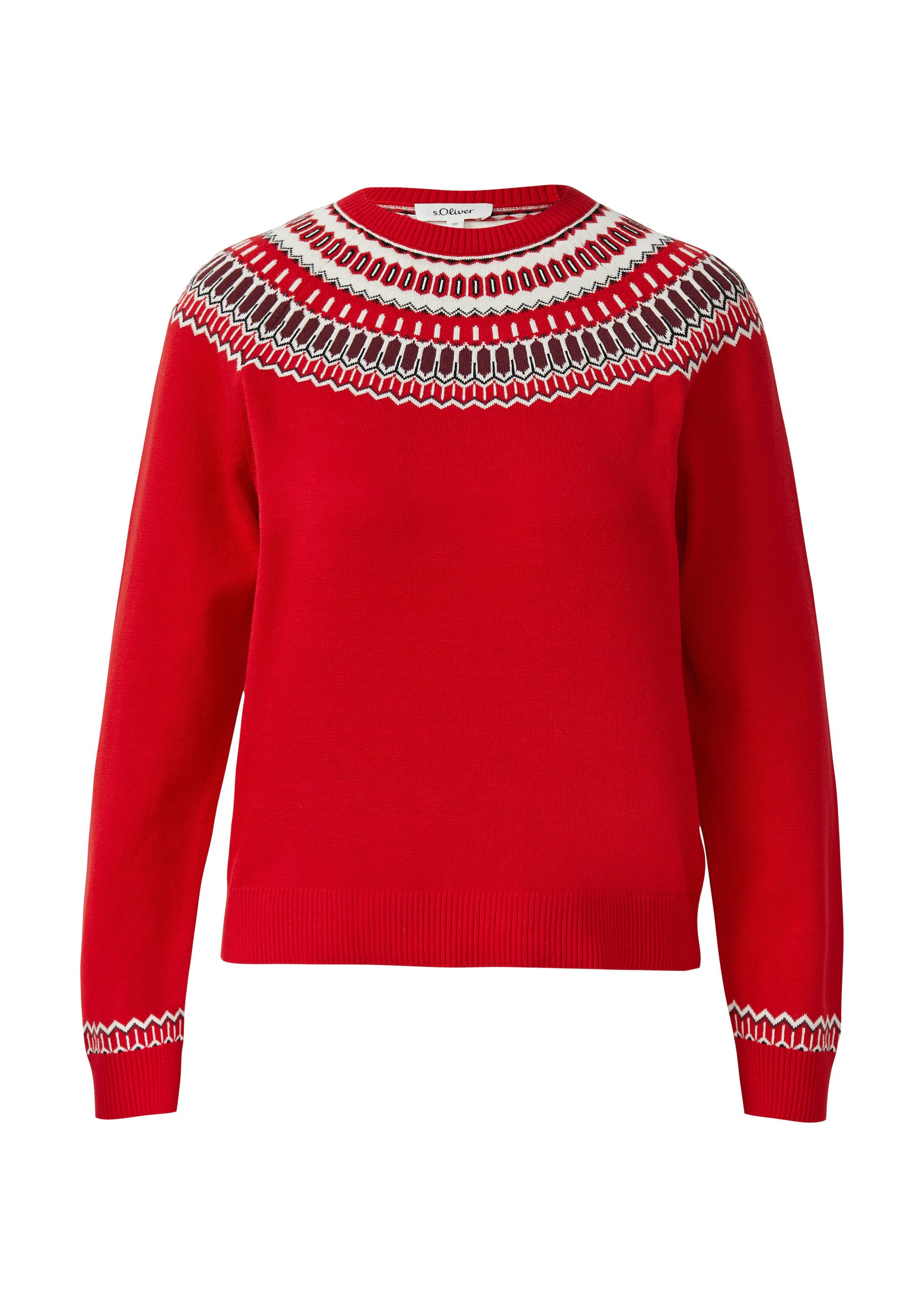 s.Oliver Longpullover Strickpullover Feinstrickpullover mit Norwegermuster günstig online kaufen