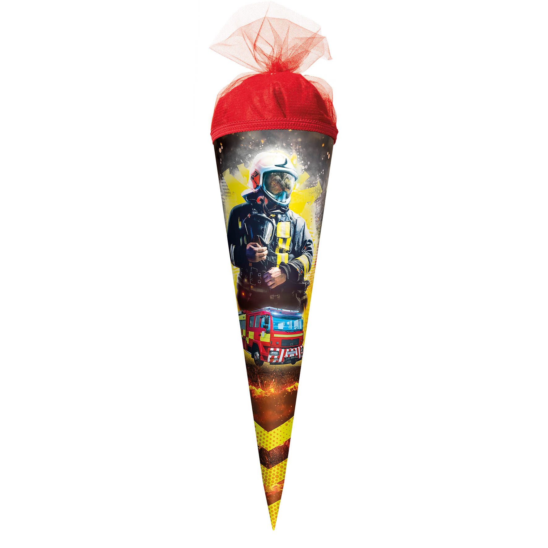 Schultüte Roth Schultüte 35cm Feuerwehrmann rund Tüllverschluss