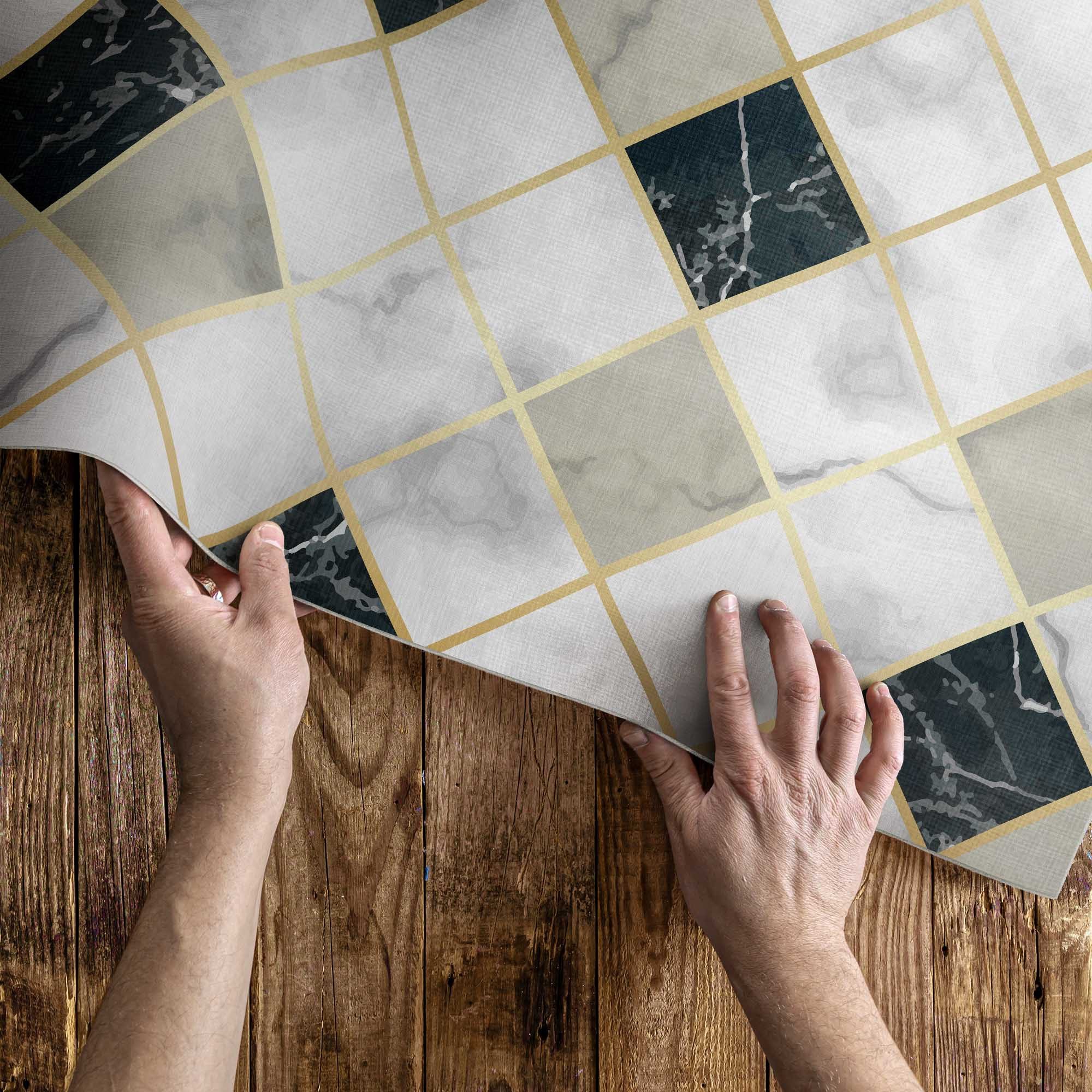 Tulup Vinylteppich Wunderschöner Marmor, Grau Vinylboden, Vinyl-Läufer, Teppich PVC, Höhe: 90 mm