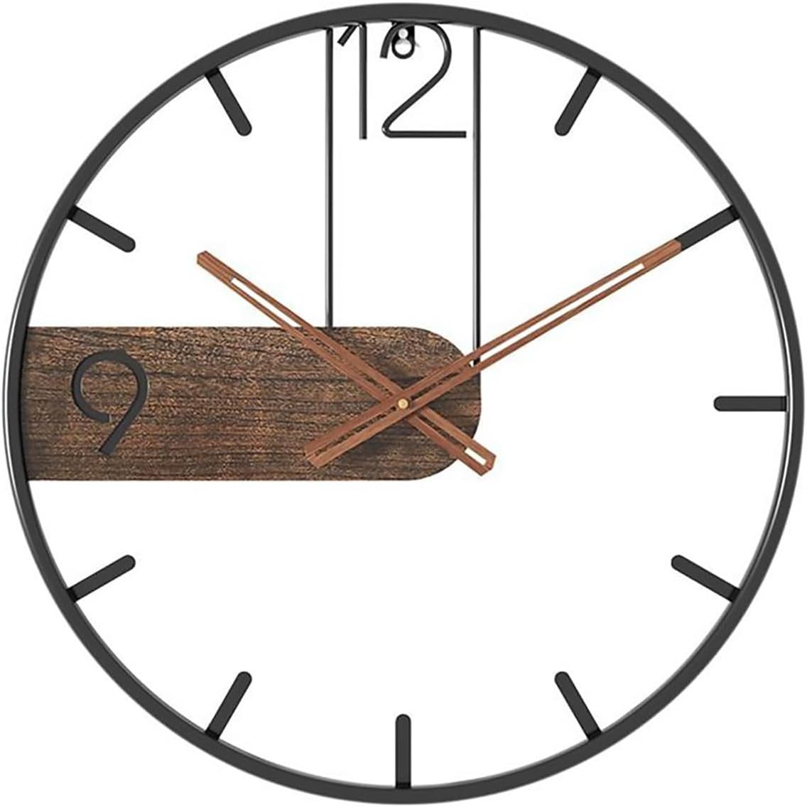 TUWENA Wanduhr Große Wanduhr, Rahmen aus Holz und Metall, geräuschlos