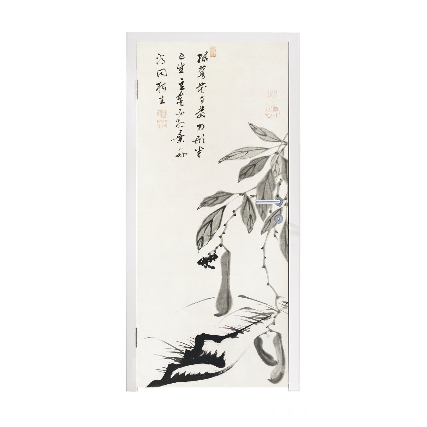 MuchoWow Türtapete Bohnenranke - Itō Jakuchū, Matt, bedruckt, (1 St), Fototapete für Tür, Türaufkleber, 75x205 cm