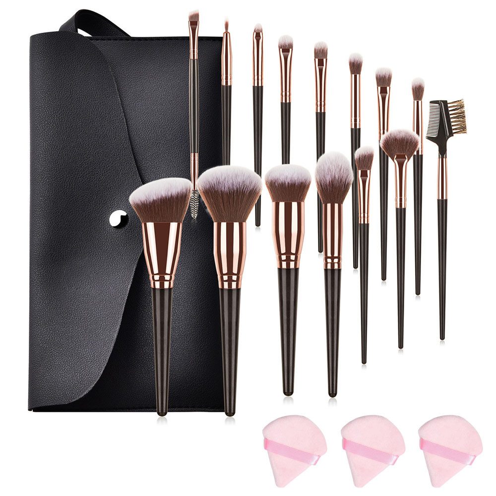 HoyoLee Kosmetikpinsel-Set 15-teiliges Makeup-Pinselset, Reise-Make-up-Pinsel, Mit Schminktasche