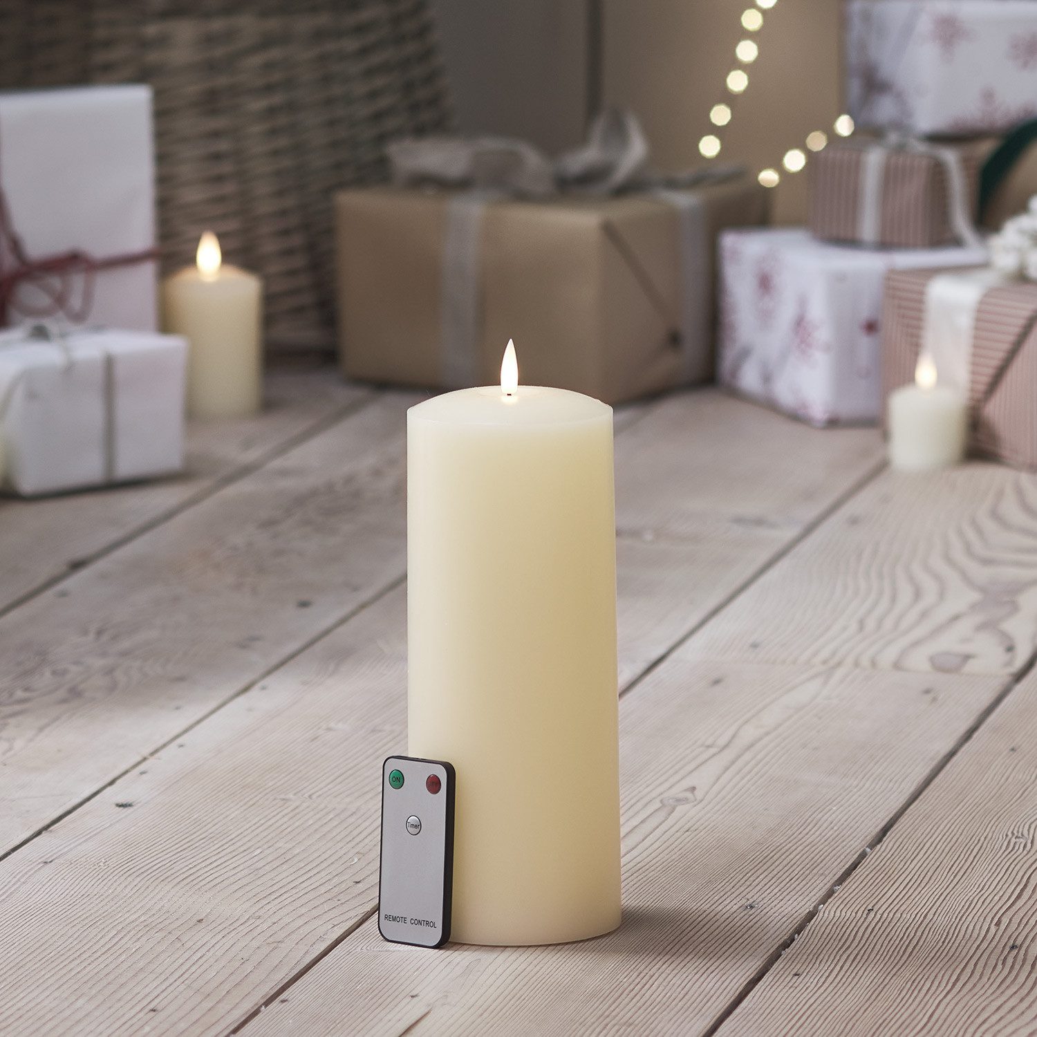 Lights4fun LED-Kerze TruGlow® LED Stumpenkerze breit 25cm günstig online kaufen