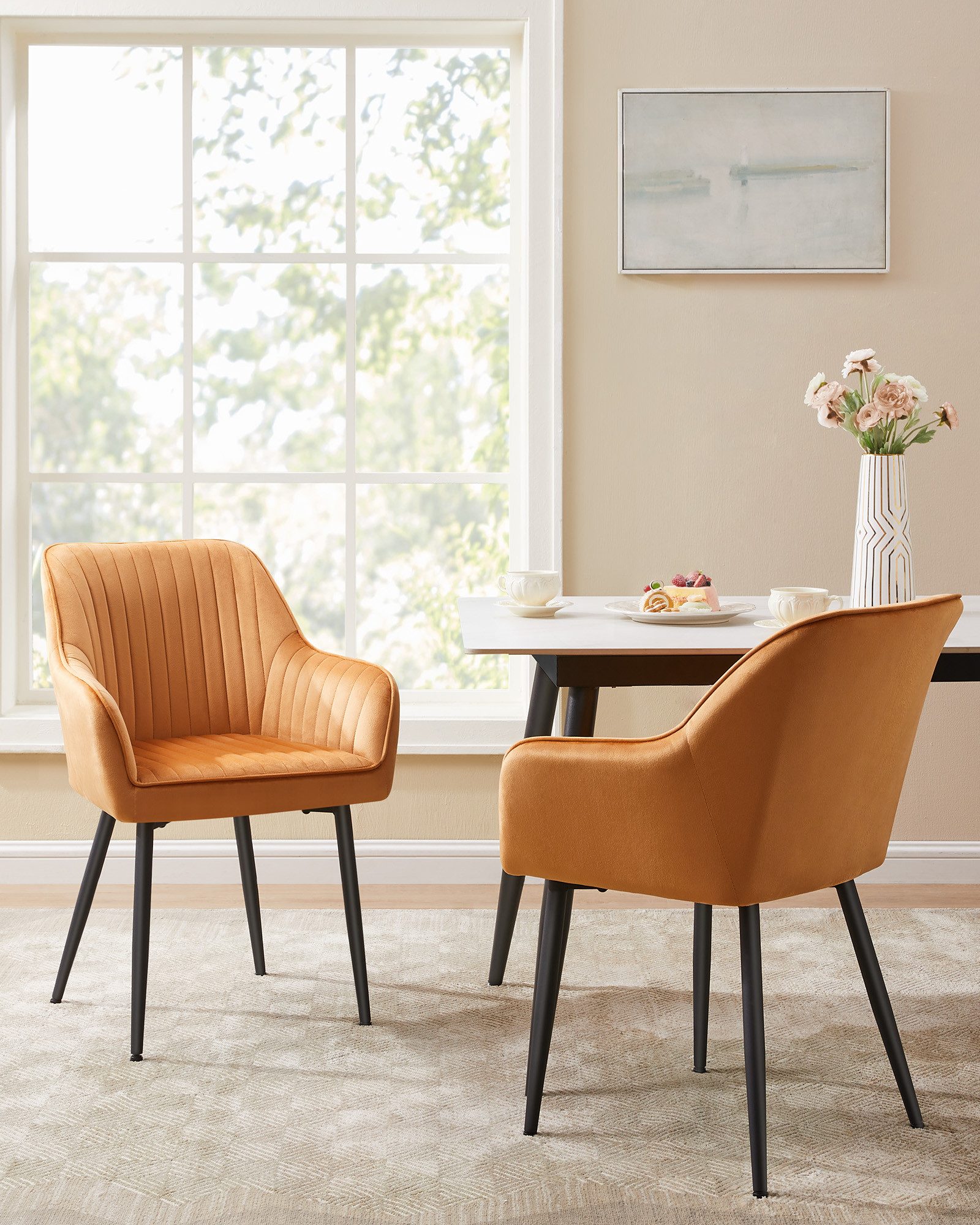 SONGMICS Esszimmerstuhl (1 St), Polsterstuhl mit Metallbeine, Samt, für Sch günstig online kaufen