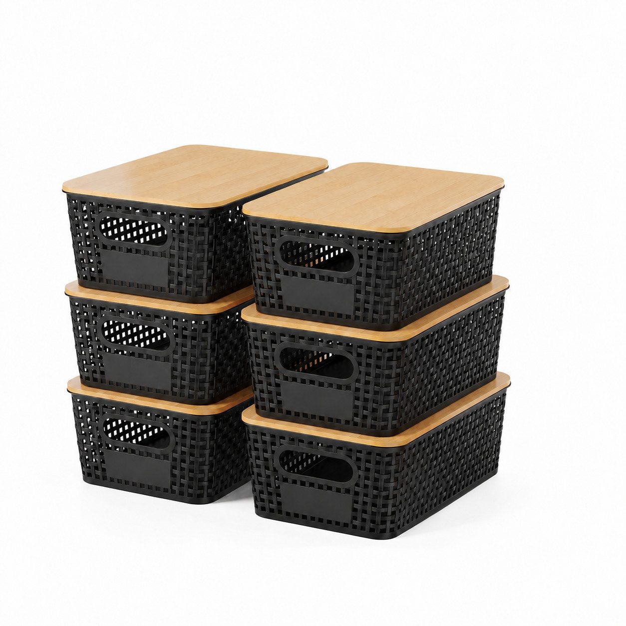 GLIESE POWER Aufbewahrungsbox mit Bambusdeckel – für Küche & Haushalt (6 St), Mit Bambusdeckel, stapelbar, belüftet – Ordnung mit Stil.