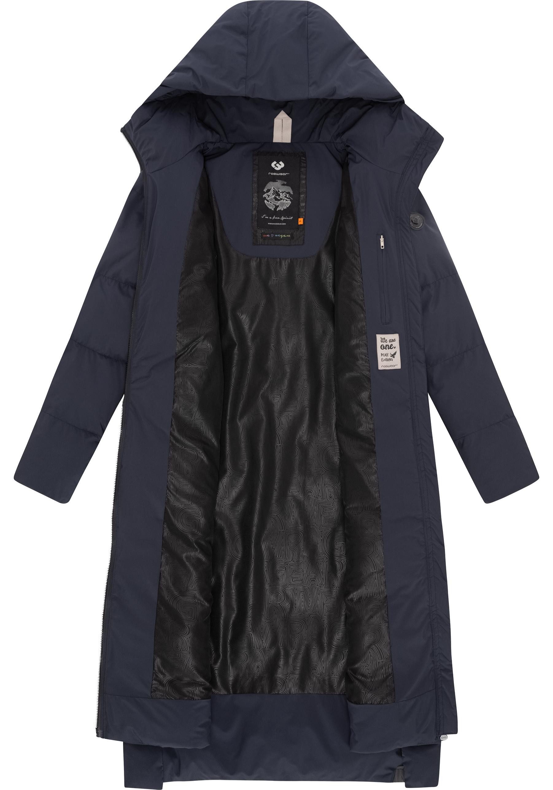 Ragwear Wintermantel Patrise Extralanger Damen Winter Steppmantel mit Gehschlitzen