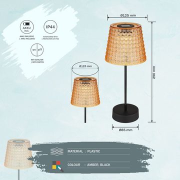 Globo LED Solarleuchte Tischlampe Kabellos Solar Akku Tischleuchte Außen Solarleuchte Amber