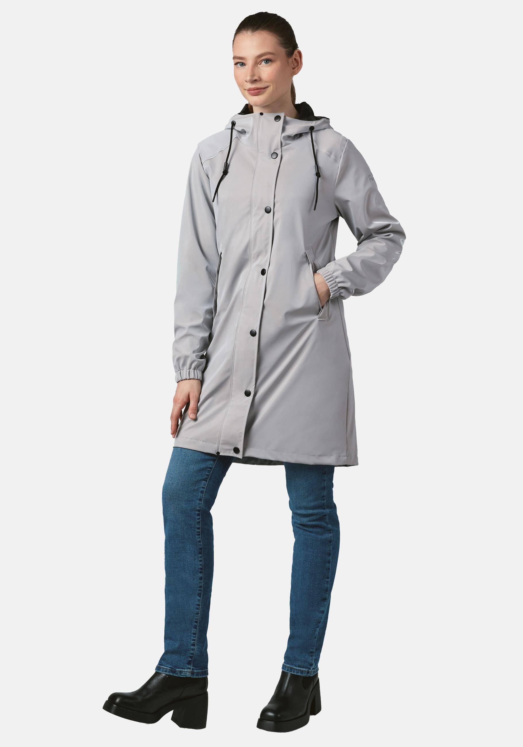 Ragwear Regenmantel Husty Rainy reflektierender, wasserdichter Damen Übergangsmantel