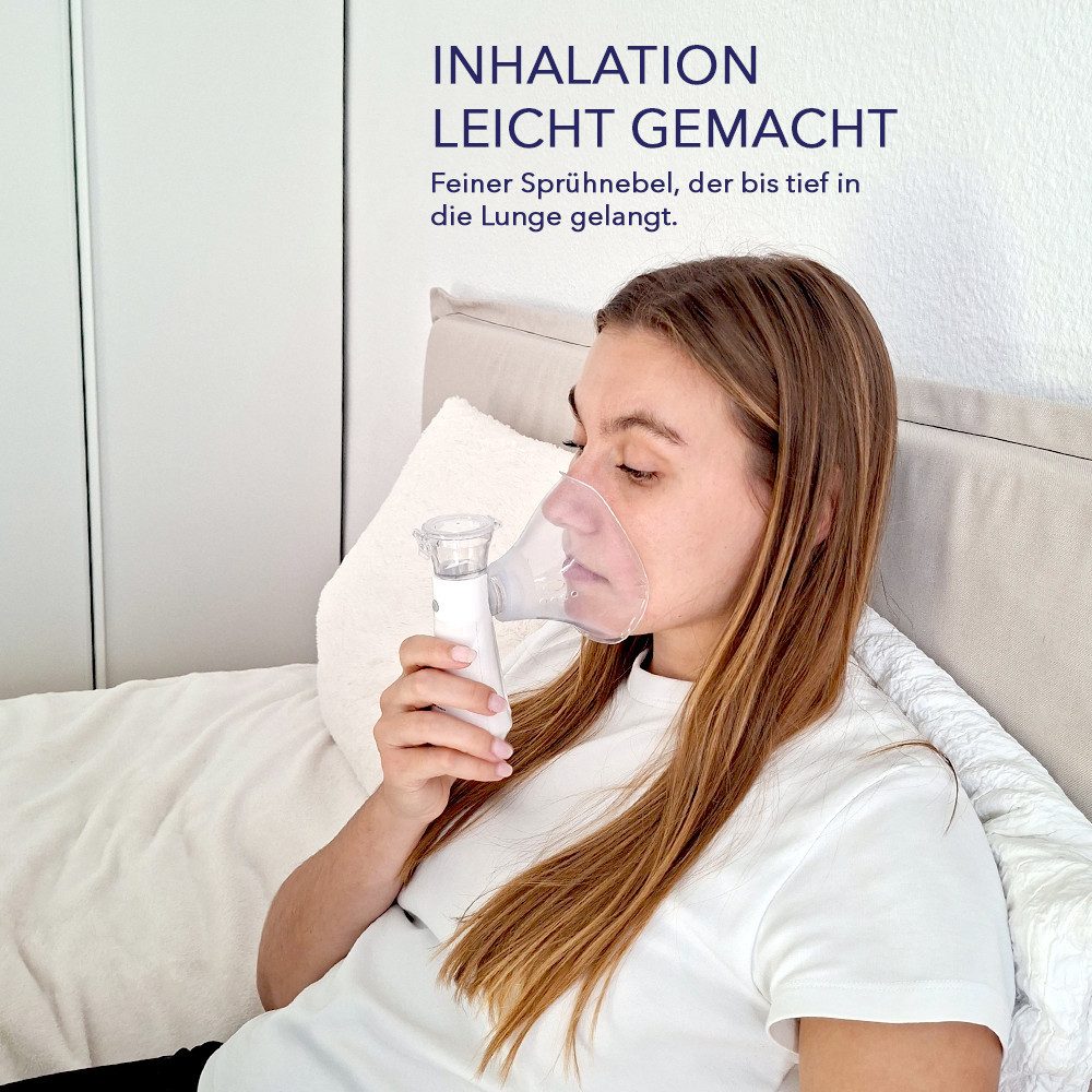IEA Medical Inhalationsgerät JM-06802 mobiler Vernebler für Kinder & Erwachsene, feine Zerstäubung, Inhalator inkl. Masken & Tragebeutel, leiser Inhalator für effektive Atemwegstherapie zuhause & unterwegs
