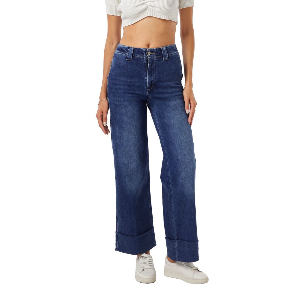 Ital-Design Dad-Jeans Damen Freizeit (91279932) Stretch High Waist Jeans in Blau