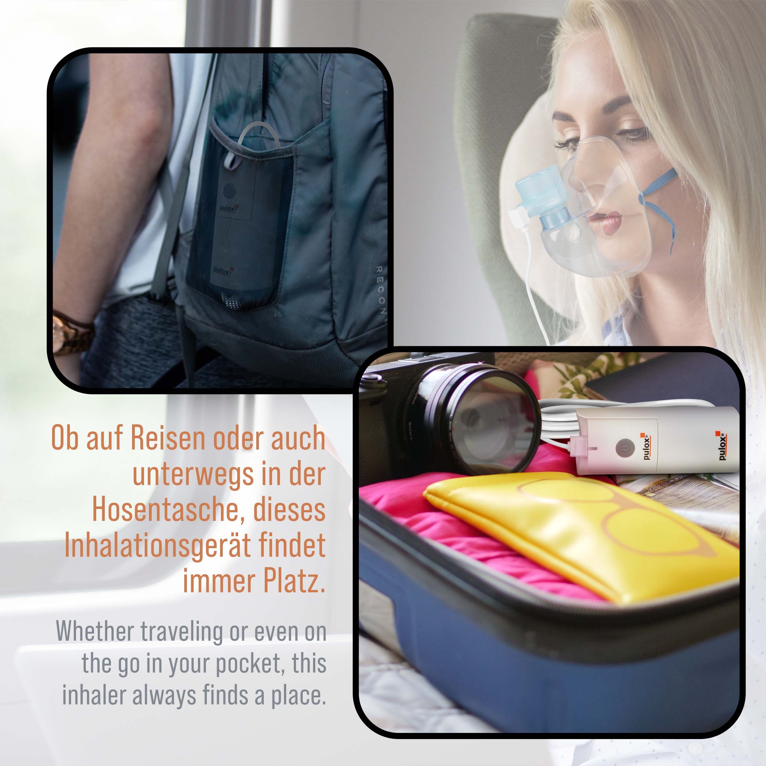pulox Inhalator IN-200 Vapo - Portabler Nebulizer Vernebler mit Masken