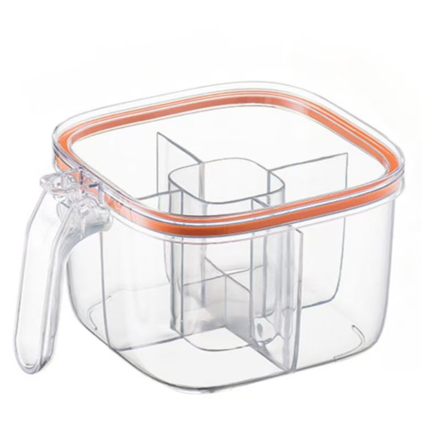 Jumpeak Gewürzbehälter Gewürzgläser Set, Gewürzdose mit 4 Fächern, Visualisierungsmaterial, PET, PET, Kieselgel, gute Abdichtung, grün, orange, 17×13×9cm