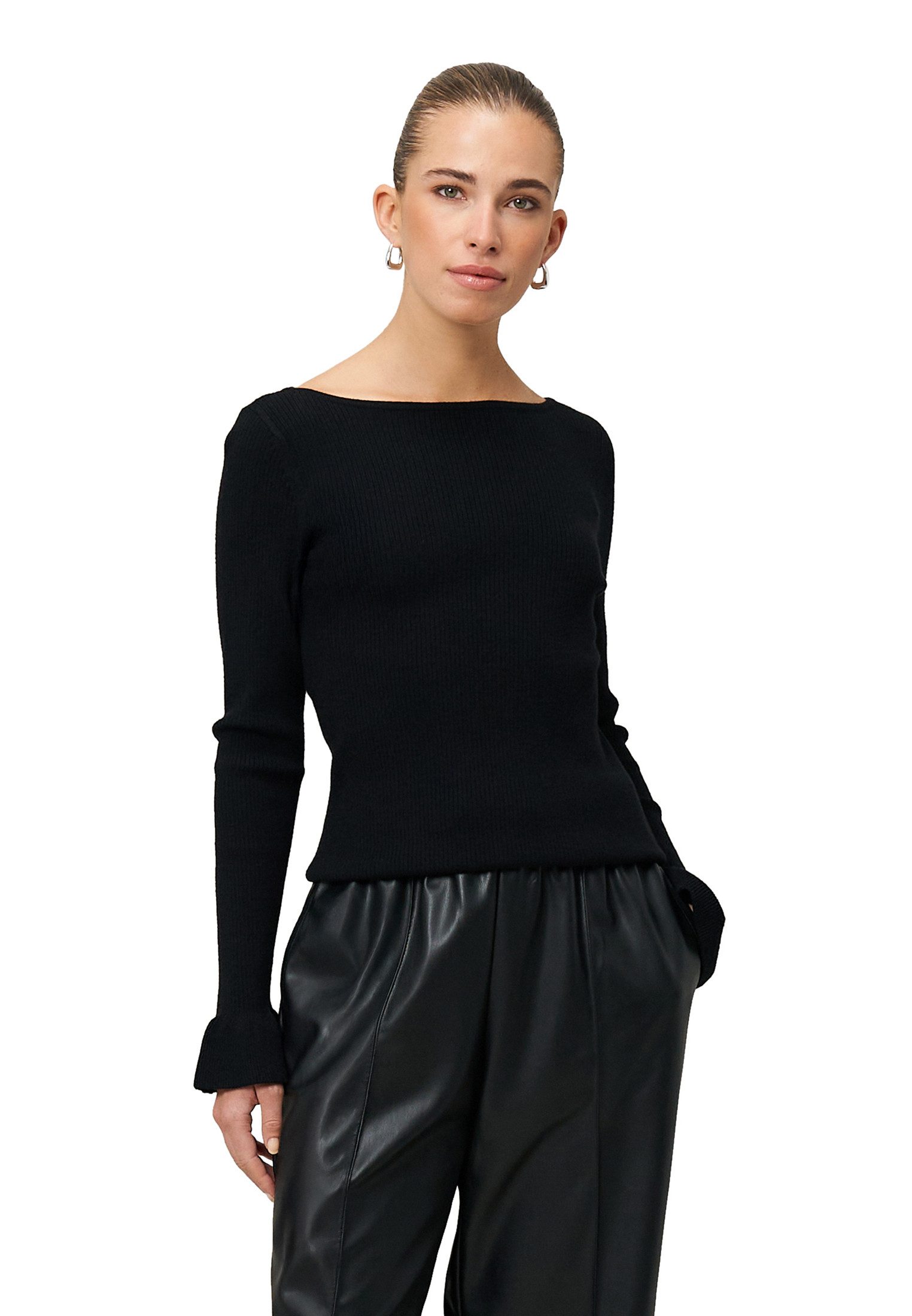 Zero Strickpullover Damen mit Volants am Ärmel (1-tlg) Volant