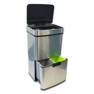 Karat Mülleimer Dirk, großer elektrischer Abfalleimer für die Küche mit Sensor, 4 Fächer Mülltrennsystem mit automatischem Deckel