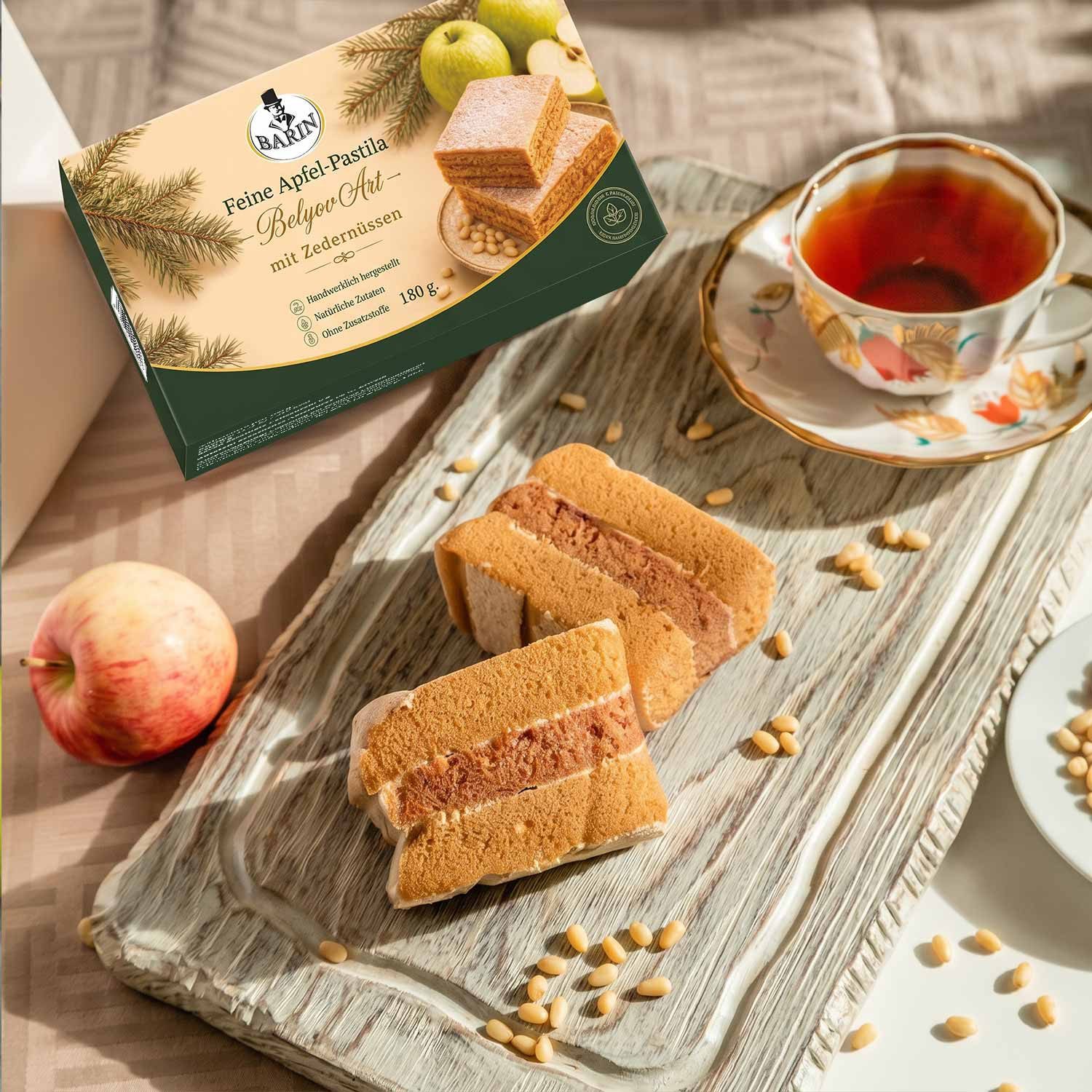 BARIN Süßigkeit Apfel-Pastila mit Zedernüssen, 1 x 180 g, 1 St. (Packung), mit feinen Zedernüssen für eine besondere Nussnote – Bild 2 von 4