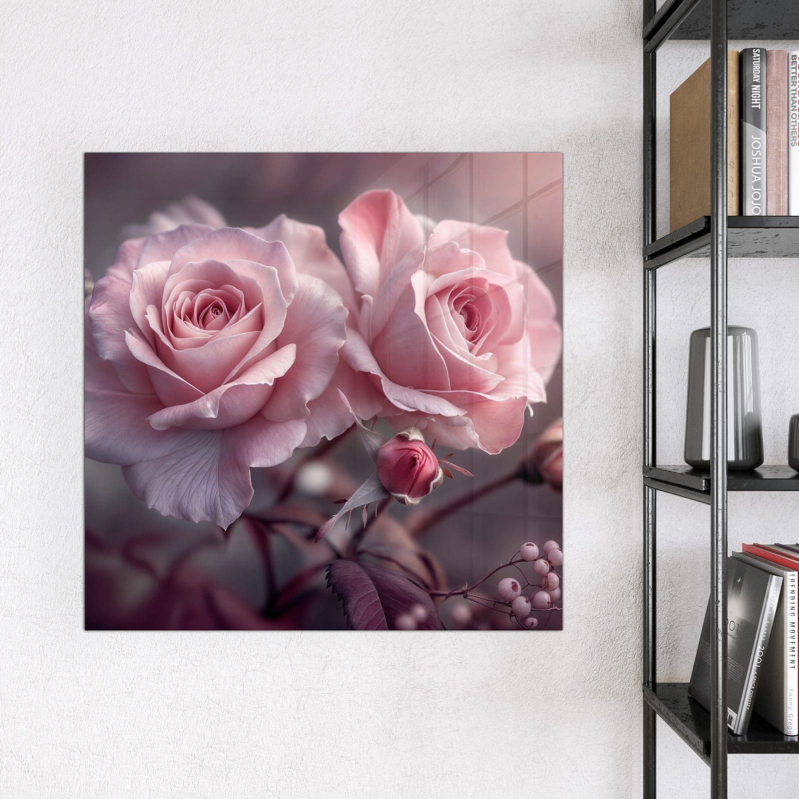 Primedeco Magnettafel Glas Romantische Rosen Pinnwand Whiteboard beschreibbar, (Inklusive Stift, Magnete und Montagematerial, 1-tlg., 9 verschiedene Größen), Magnetisch und Beschreibbar