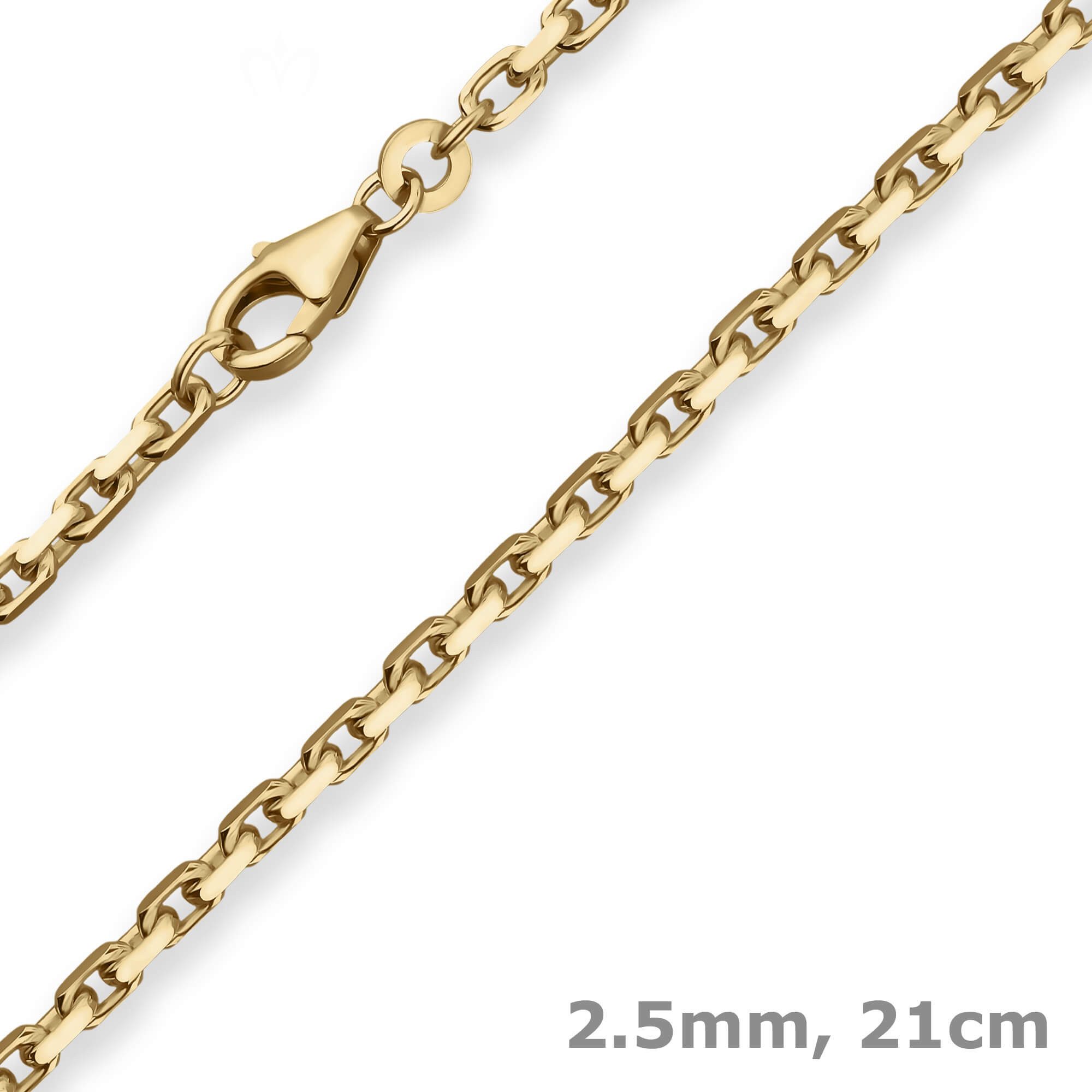 Goldarmband 2,5mm Armband Ankerkette diamantiert aus 333 Gelbgold 21cm